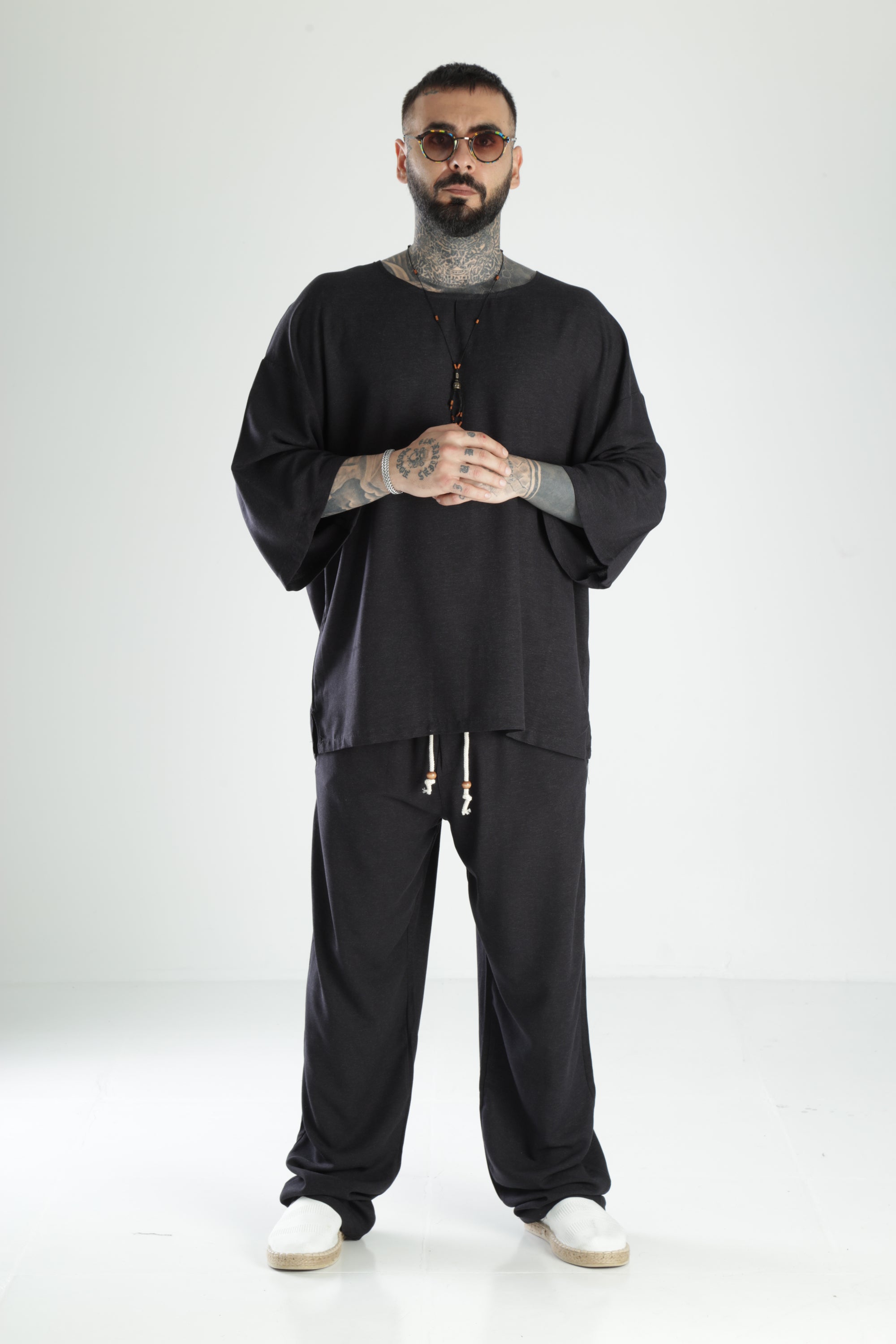 Oversize Siyah Keten Takım COC3211