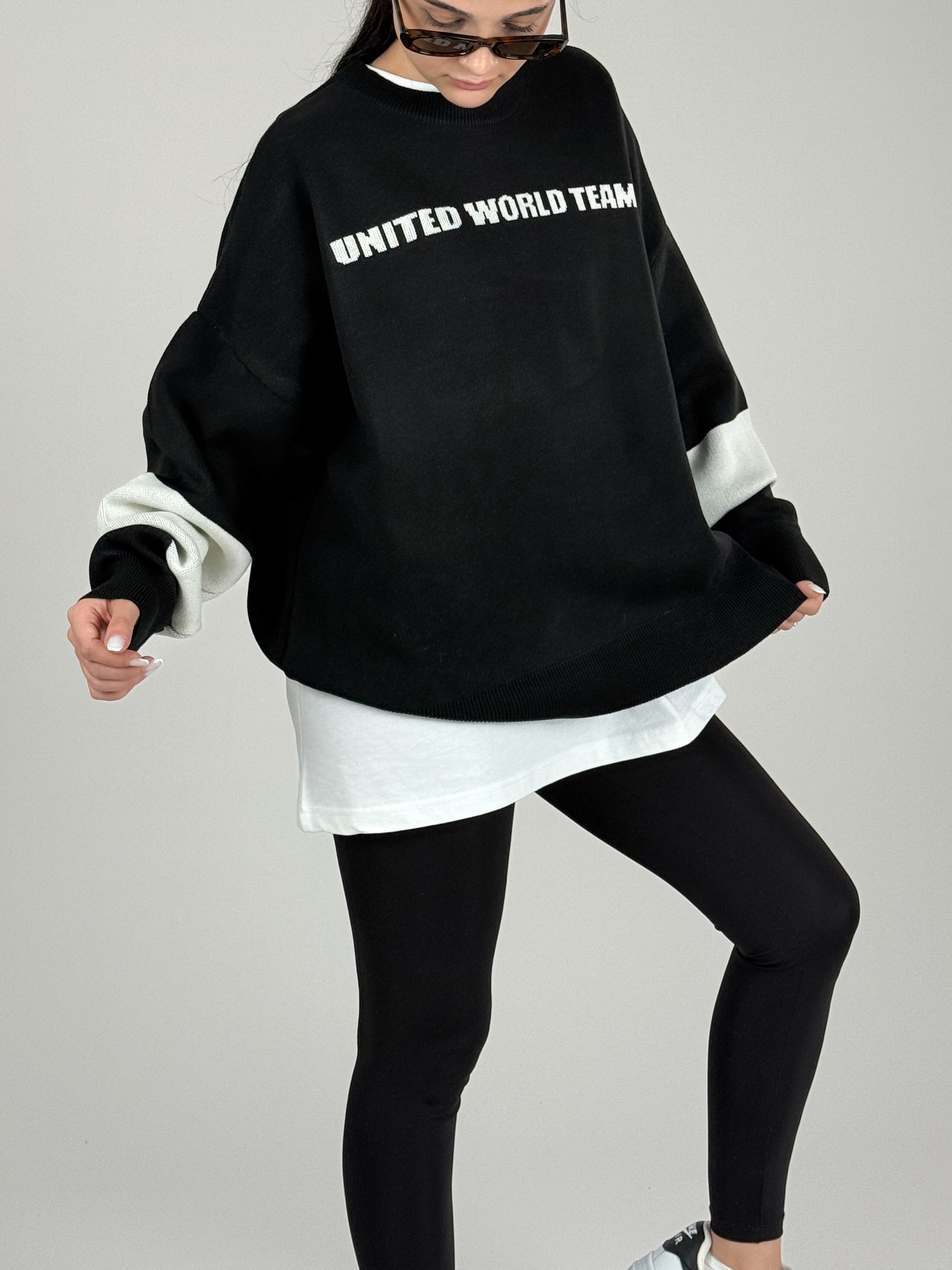 Oversize Siyah New York Kadın Triko Sweat COC1098