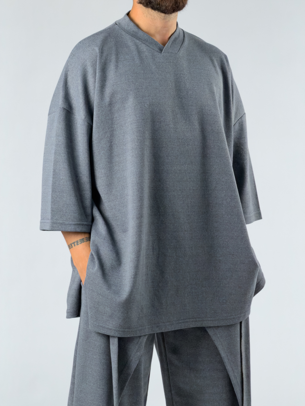 Oversize Tasarım Gri Erkek Sweat COC3388