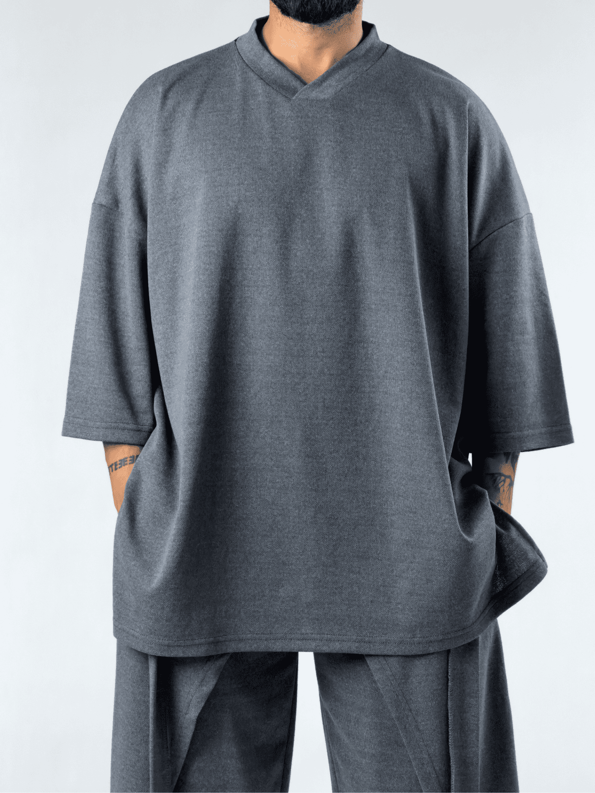 Oversize Tasarım Gri Erkek Sweat COC3388