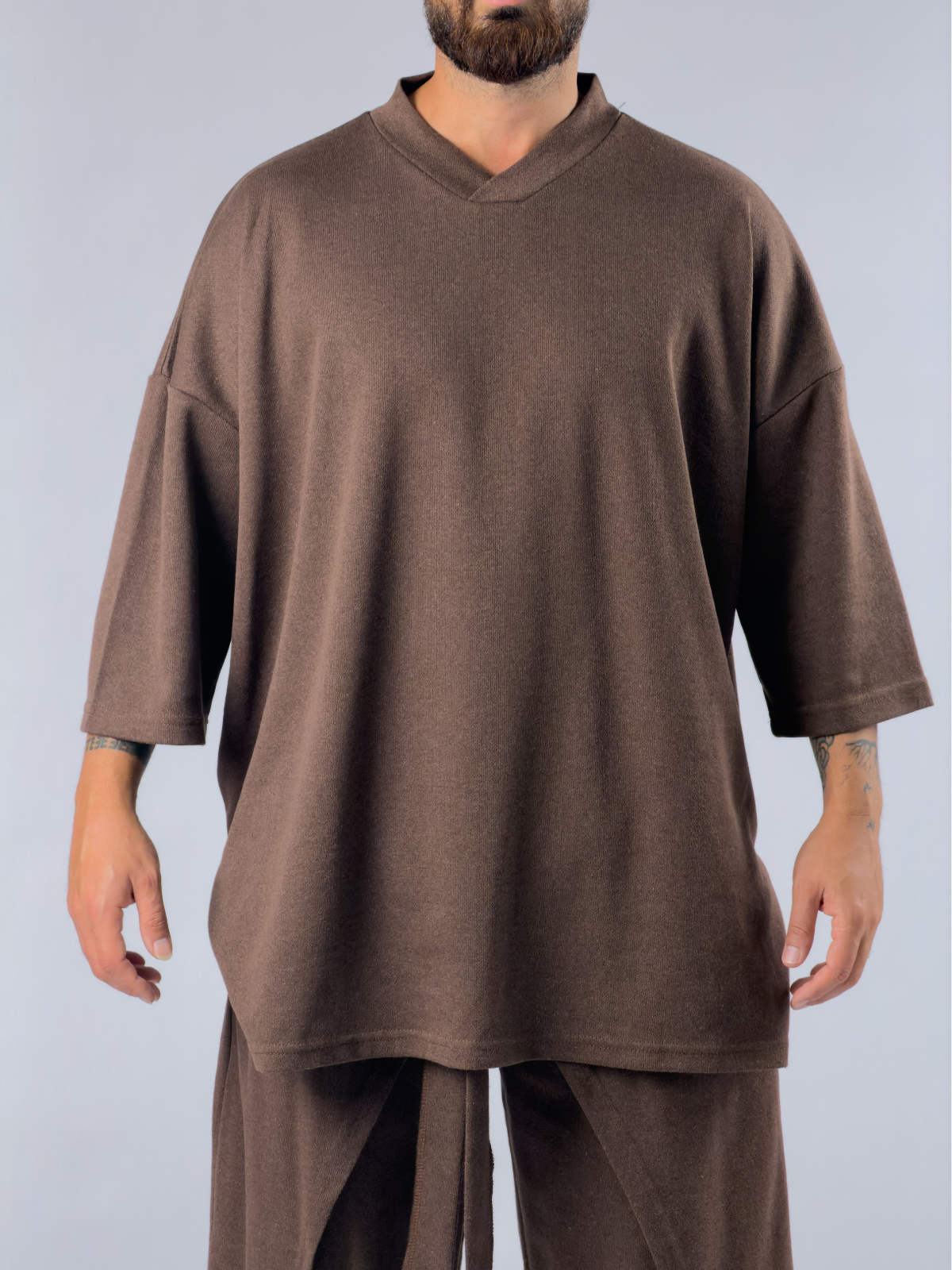 Oversize Tasarım Kahverengi Erkek Sweat COC3389