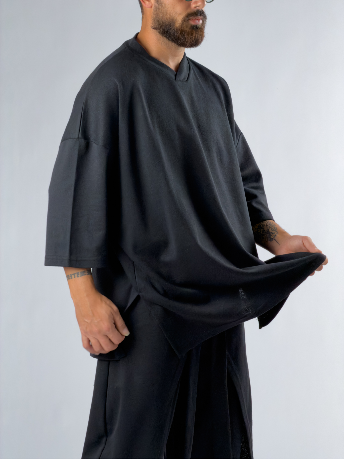 Oversize Tasarım Siyah Erkek Sweat COC3387