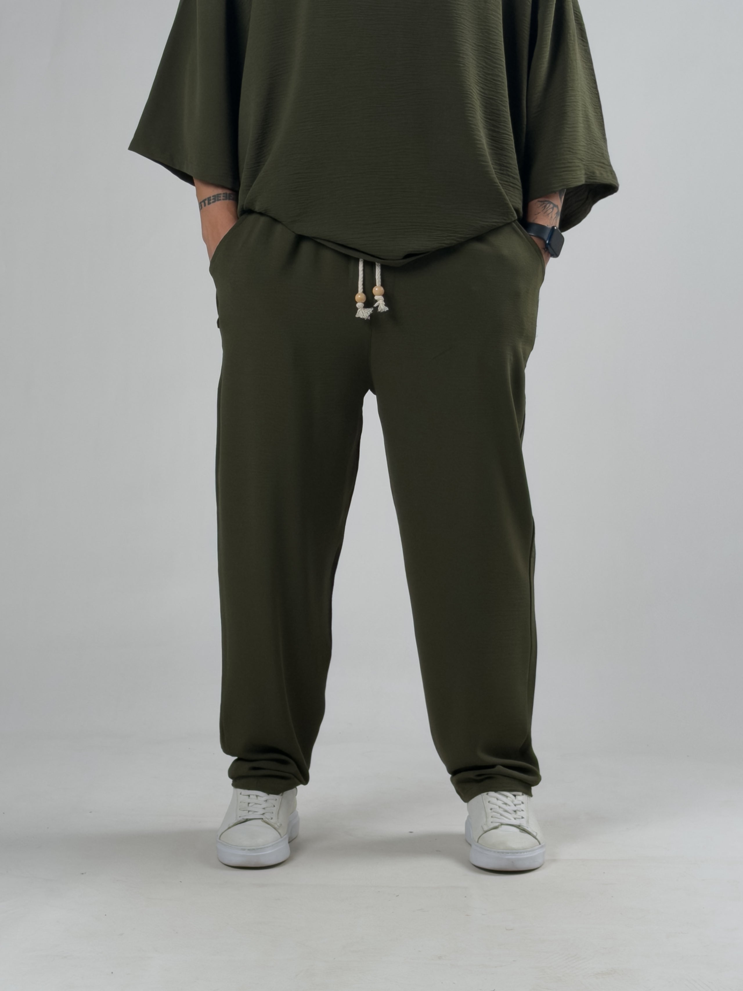 Oversize Yeşil Keten Takım COC3206