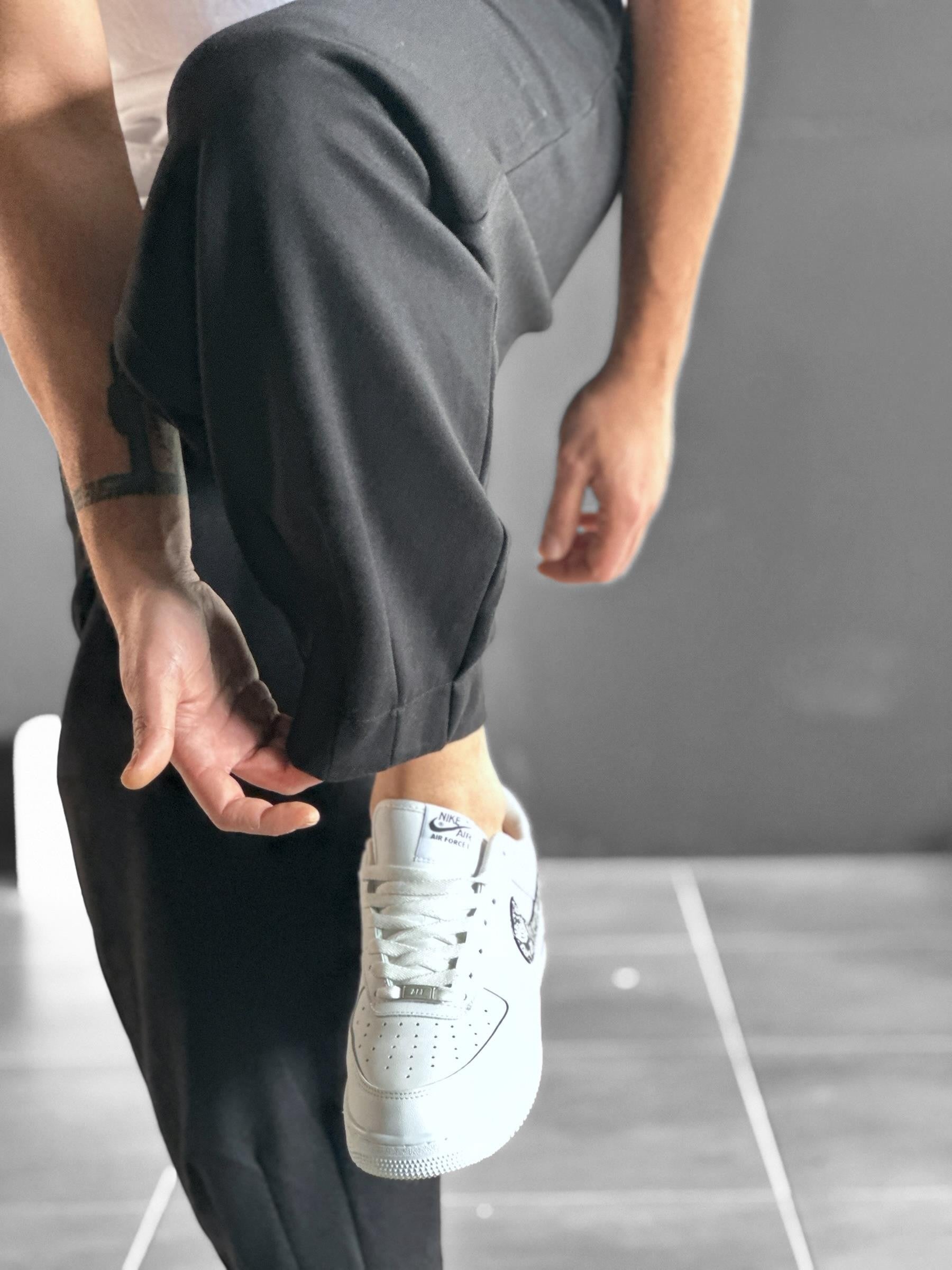 Paça Detaylı Siyah Boyfriend Pantolon COC2080