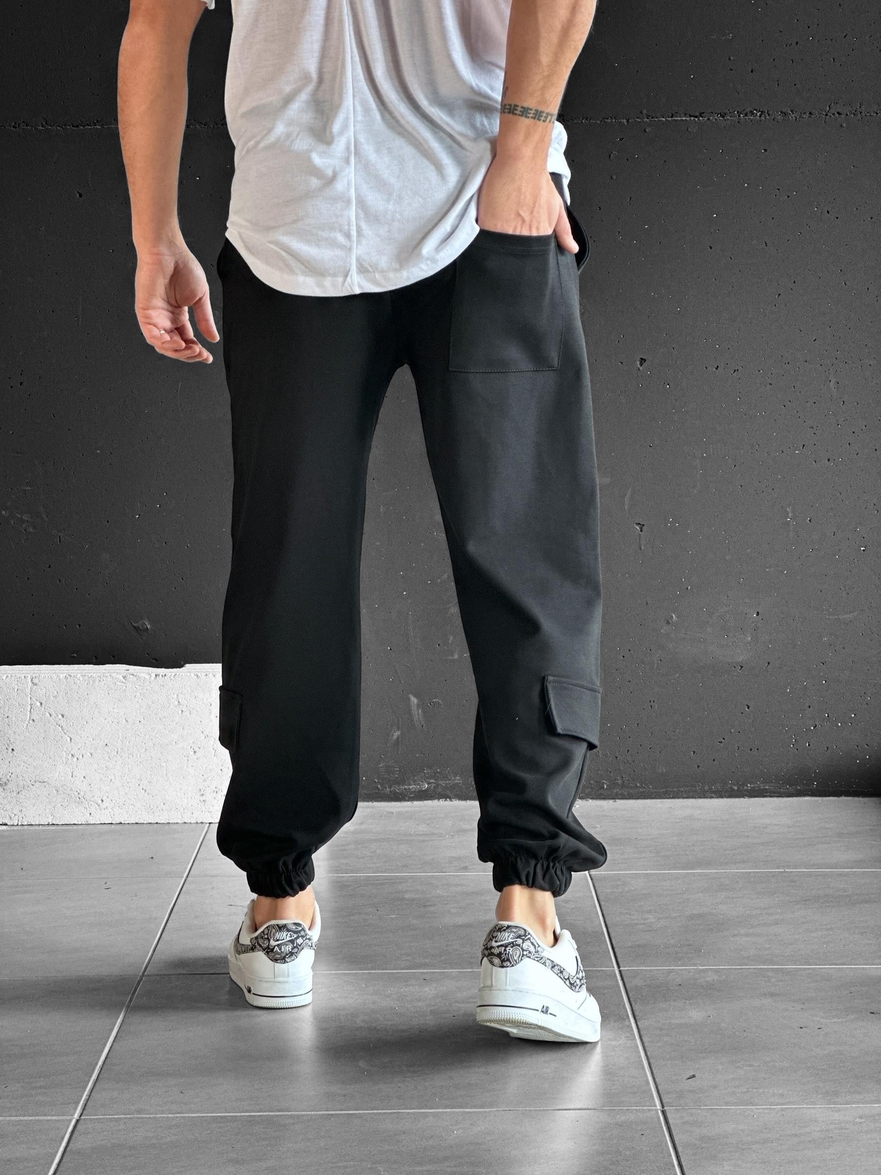 Paça Detaylı Siyah Boyfriend Pantolon COC2080