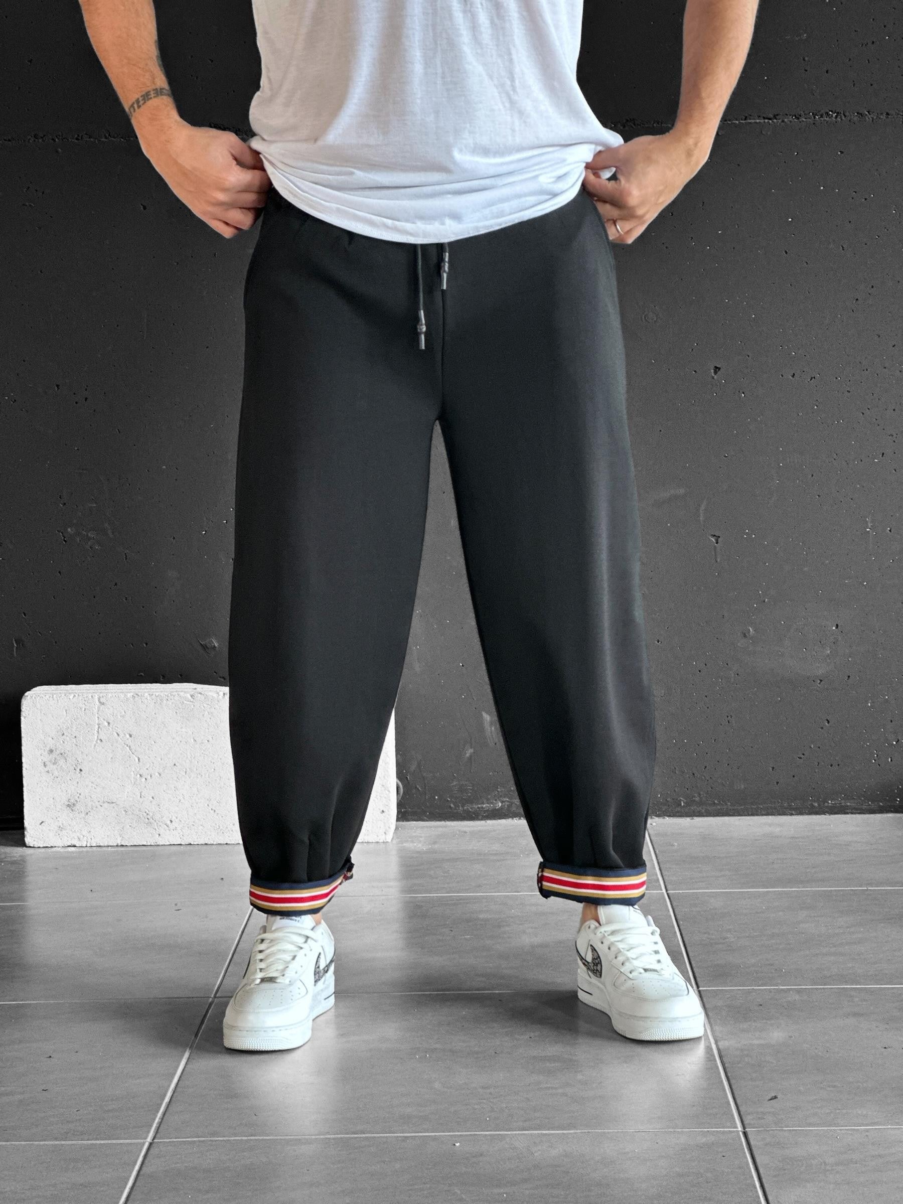 Paça Detaylı Siyah Boyfriend Pantolon COC2080