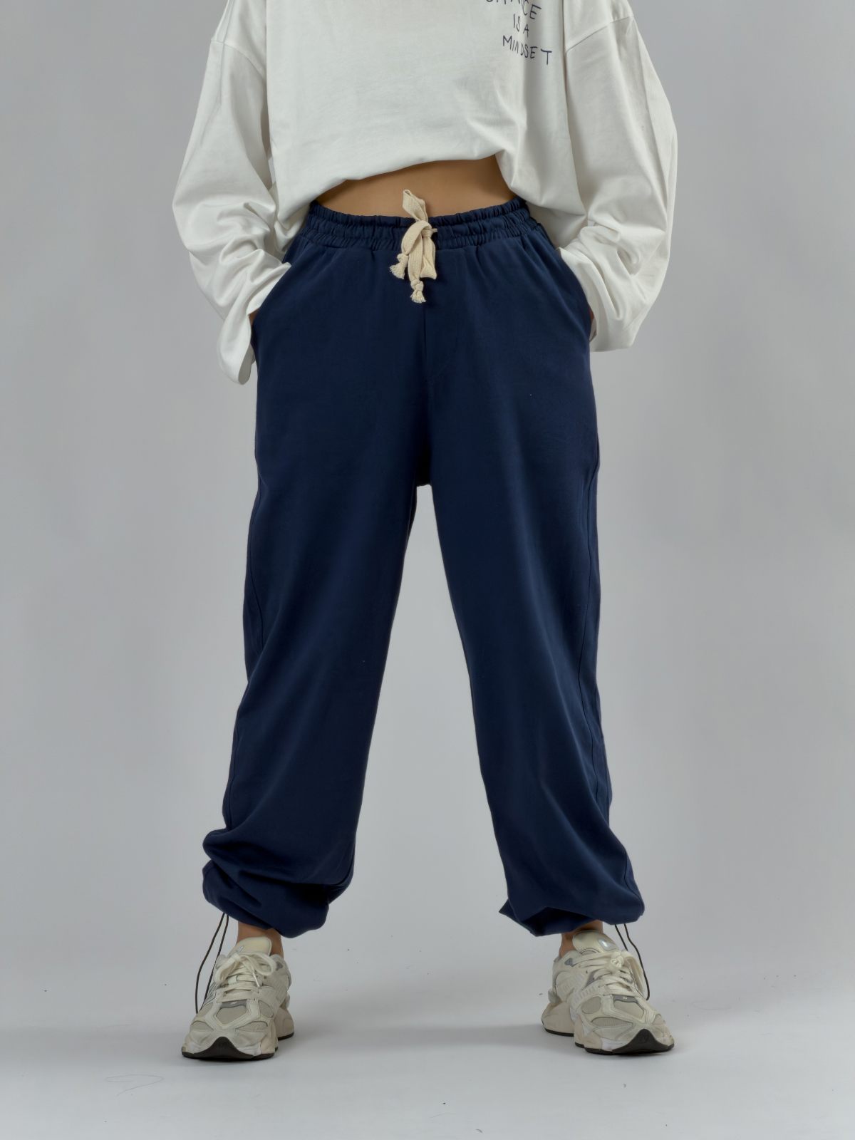 Paça Ayarlamalı Regular Lacivert Kadın Jogger Pantolon COC3484