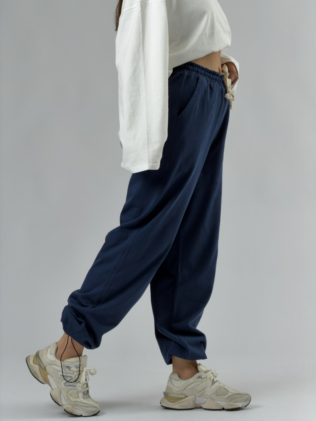 Paça Ayarlamalı Regular Lacivert Kadın Jogger Pantolon COC3484
