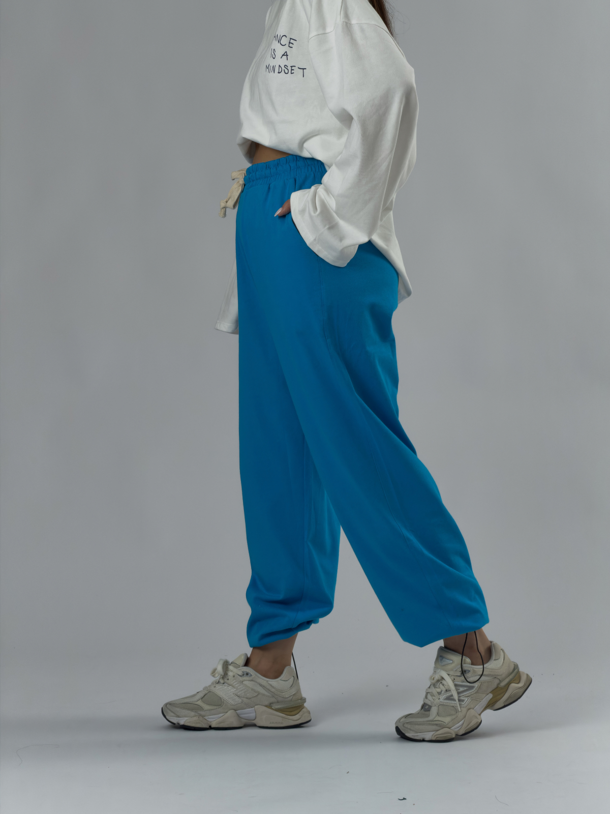 Paça Ayarlamalı Regular Mavi Kadın Jogger Pantolon COC3489