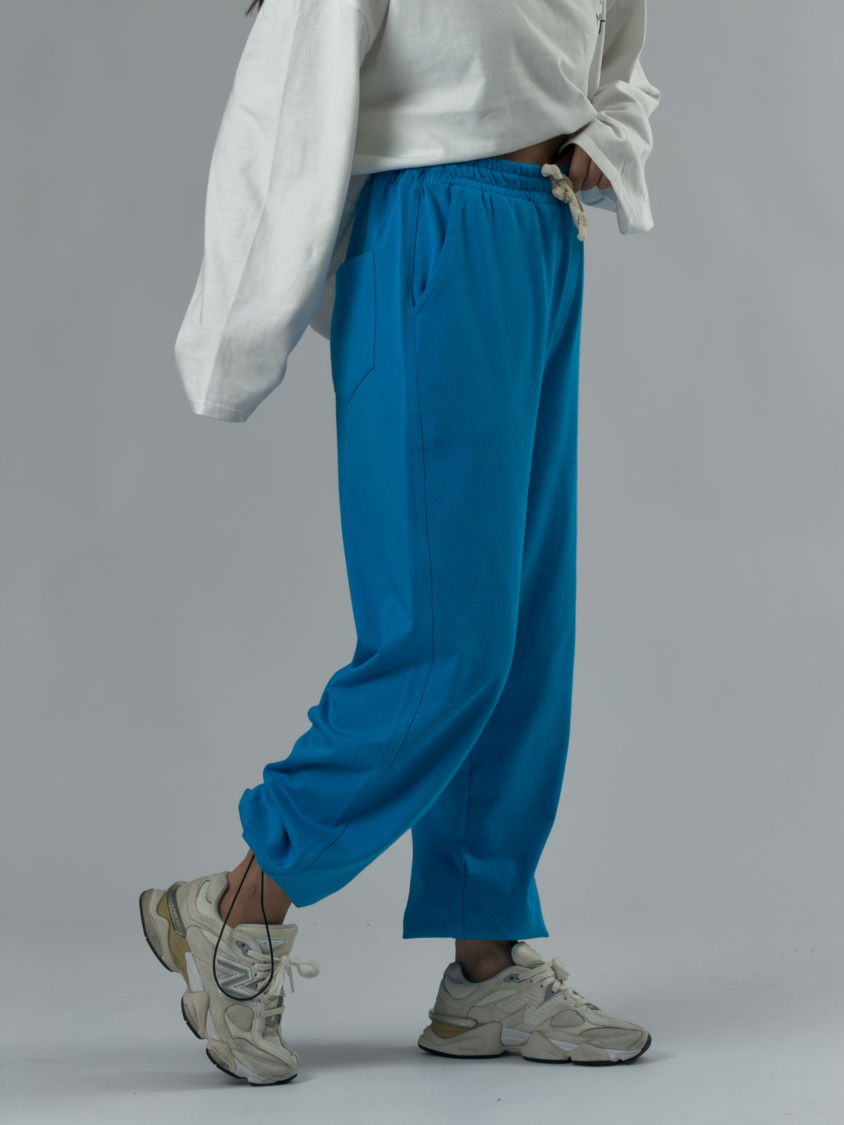 Paça Ayarlamalı Regular Mavi Kadın Jogger Pantolon COC3489