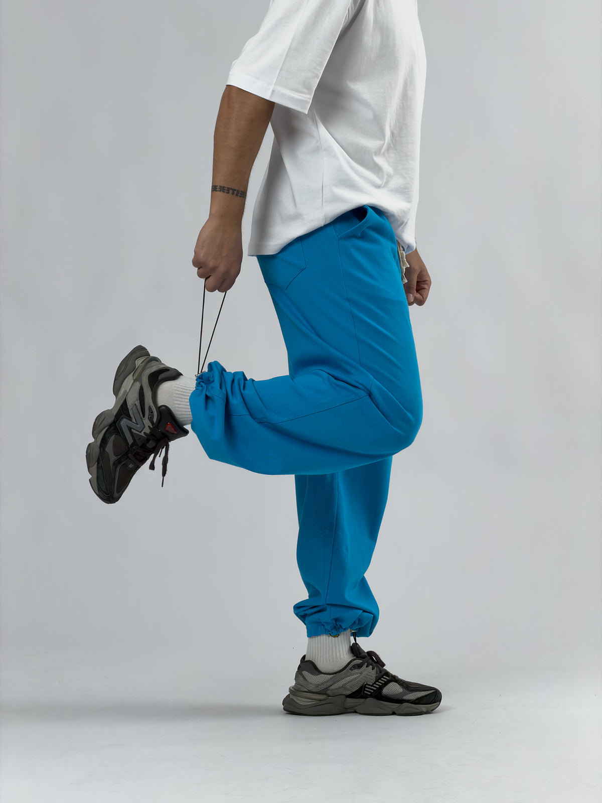 Paça Ayarlamalı Regular Mavi Erkek Jogger Pantolon COC3562