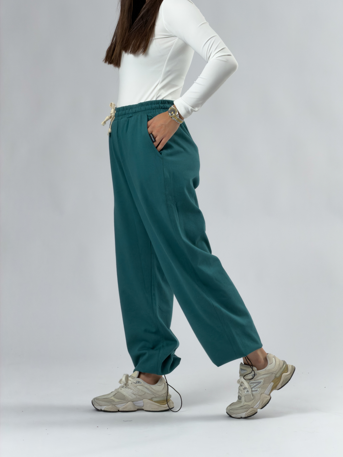 Paça Ayarlamalı Regular Yeşil Kadın Jogger Pantolon COC3485