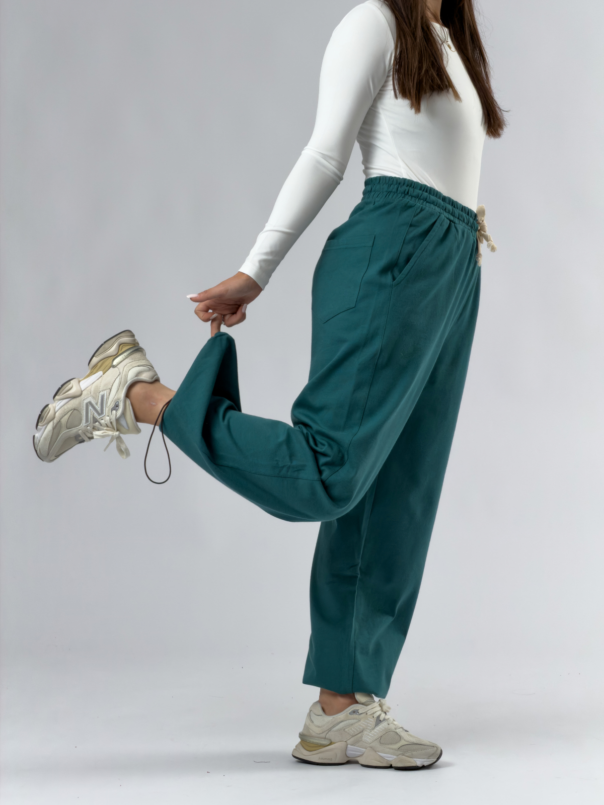 Paça Ayarlamalı Regular Yeşil Kadın Jogger Pantolon COC3485