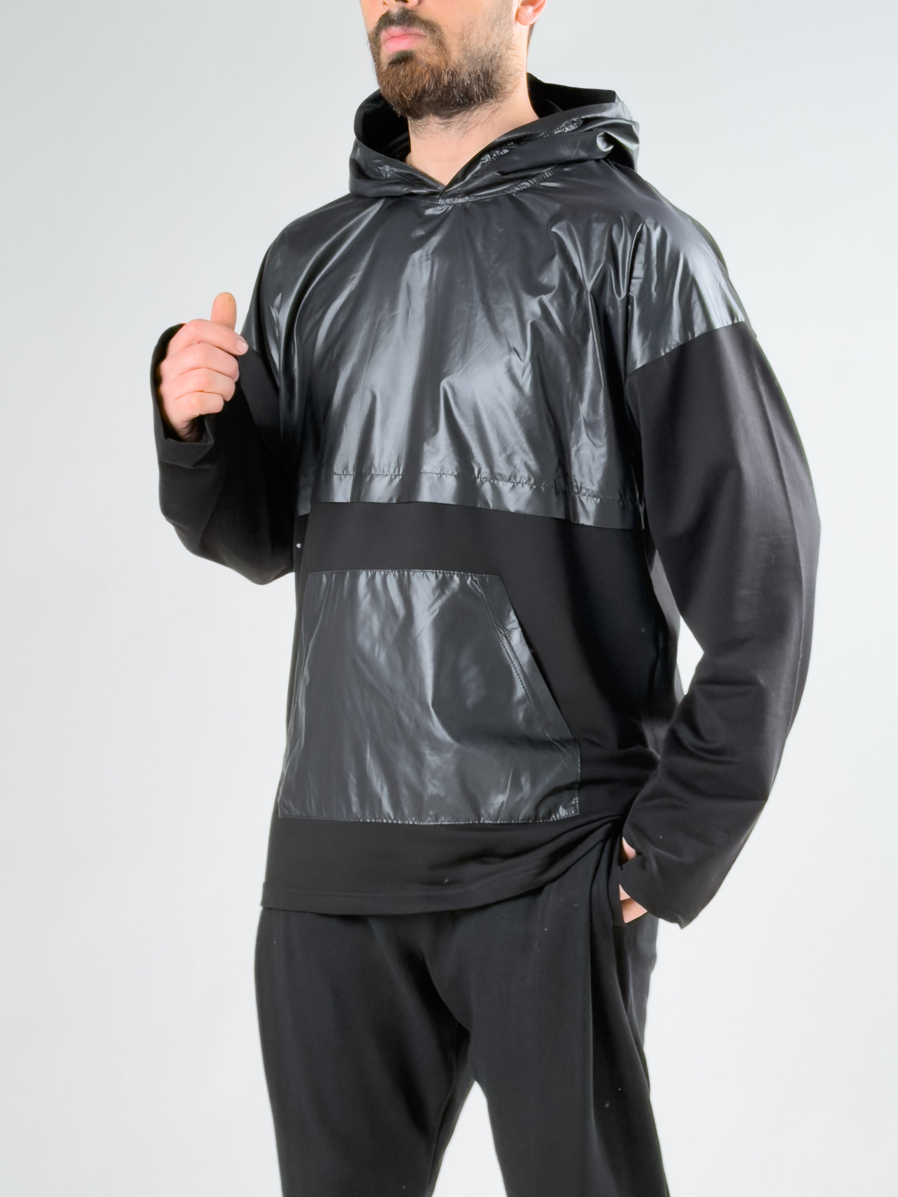 Paraşüt Kumaş Kapüşonlu Erkek Sweat COCK0056