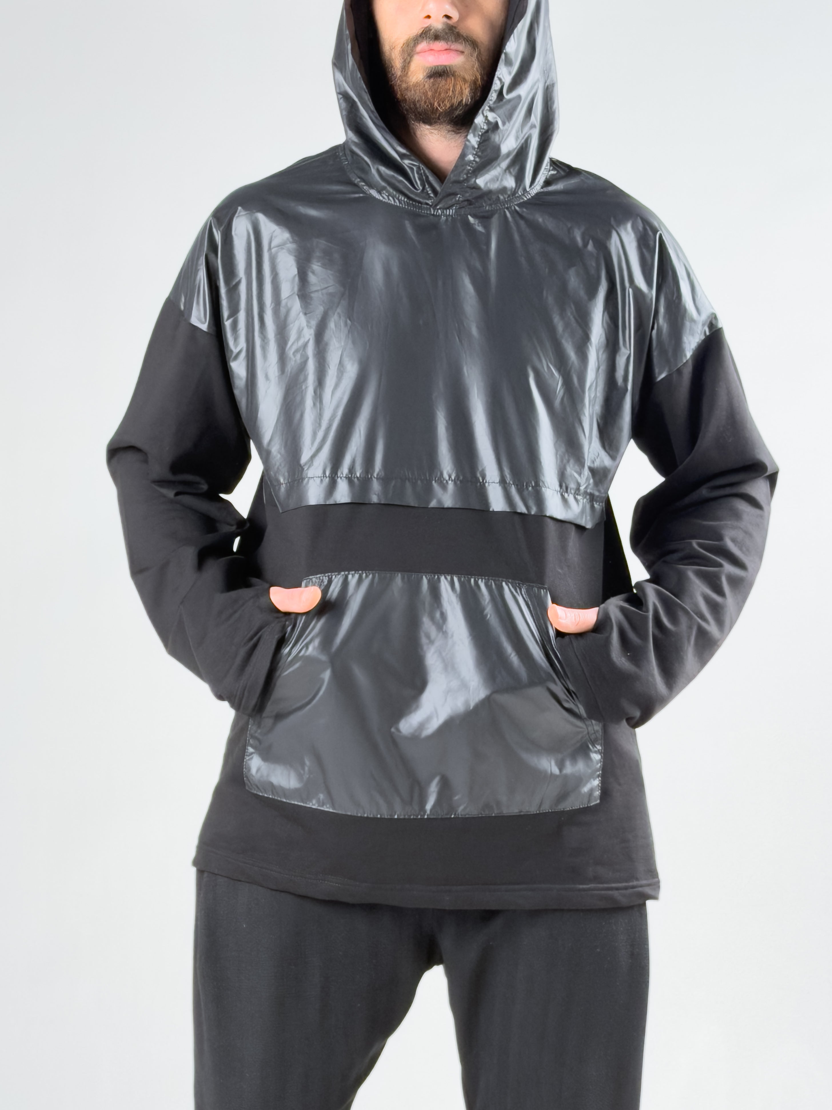 Paraşüt Kumaş Kapüşonlu Erkek Sweat COCK0056