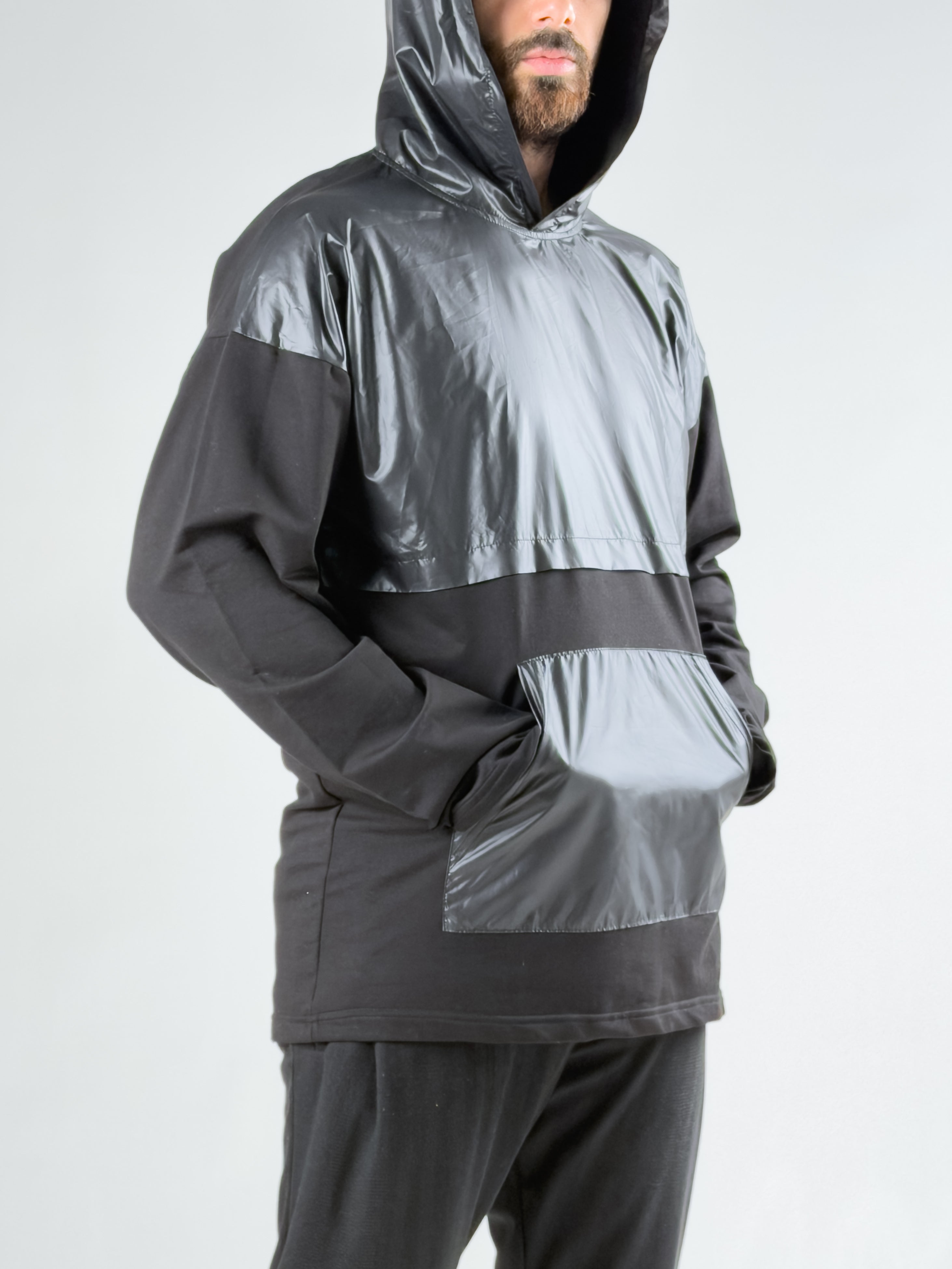 Paraşüt Kumaş Kapüşonlu Erkek Sweat COCK0056