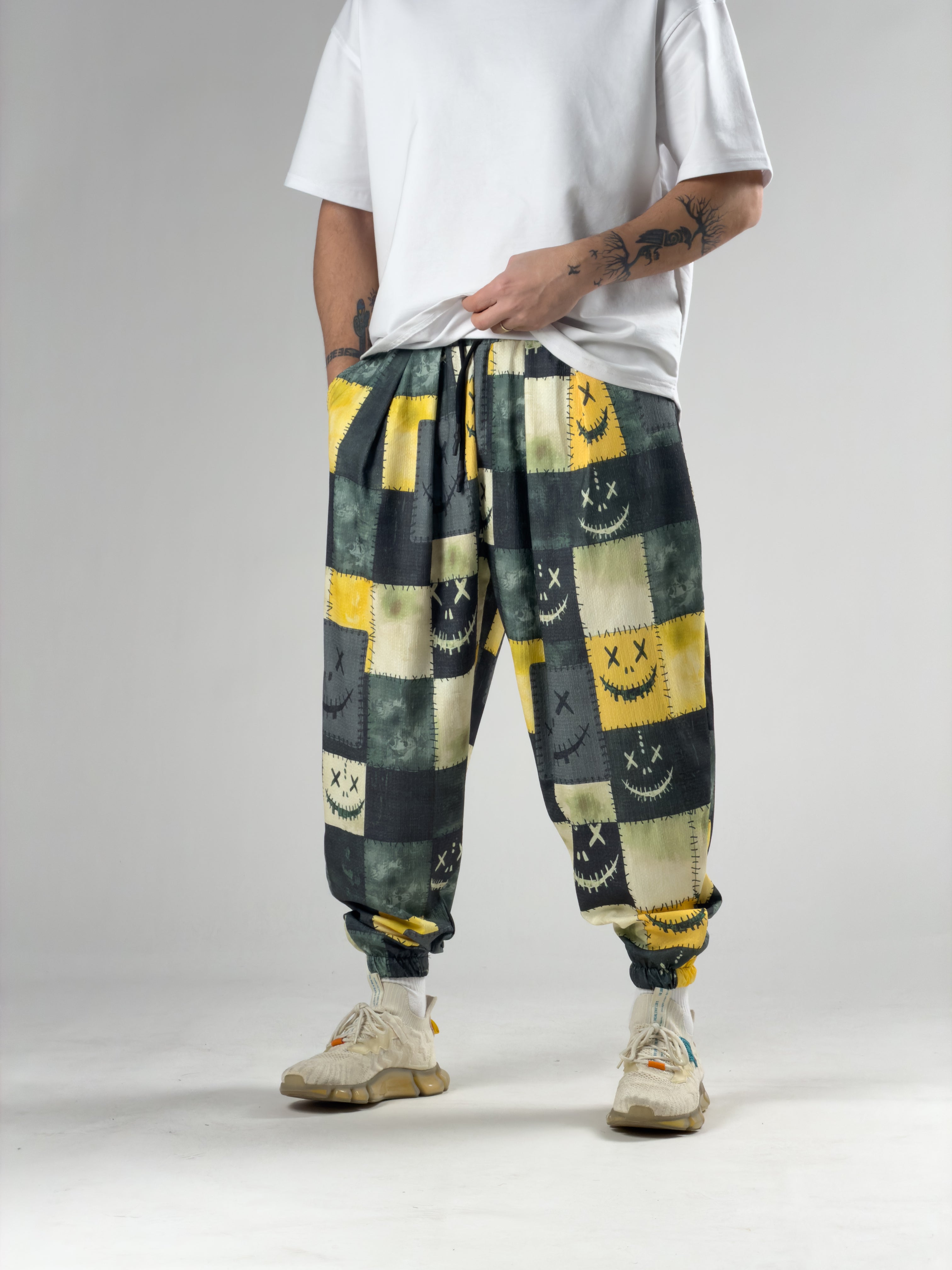 Patch Smile Sarı Erkek Pileli Şalvar Pantolon COC2934