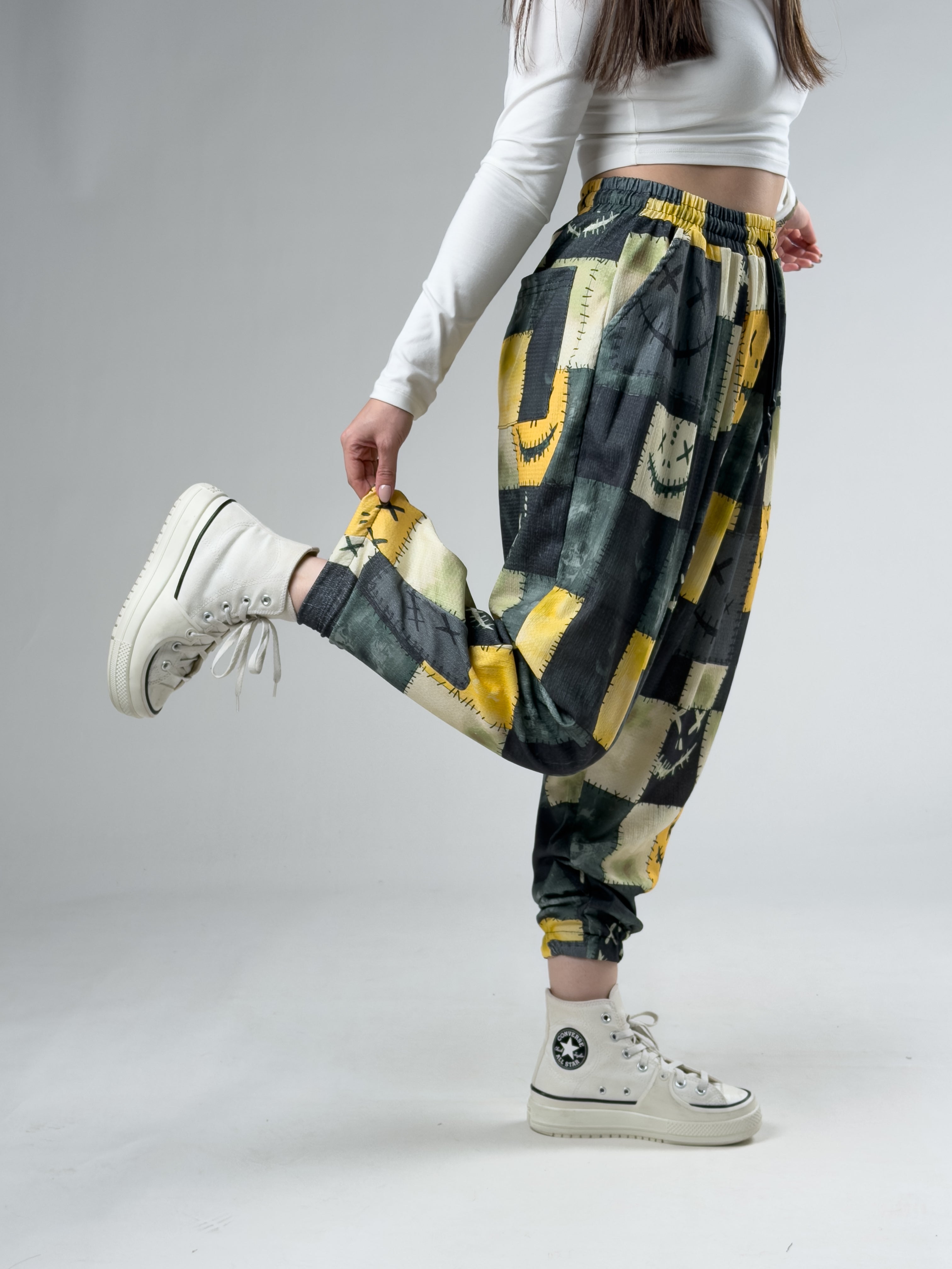 Patch Smile Sarı Kadın Jogger Pantolon COC2936