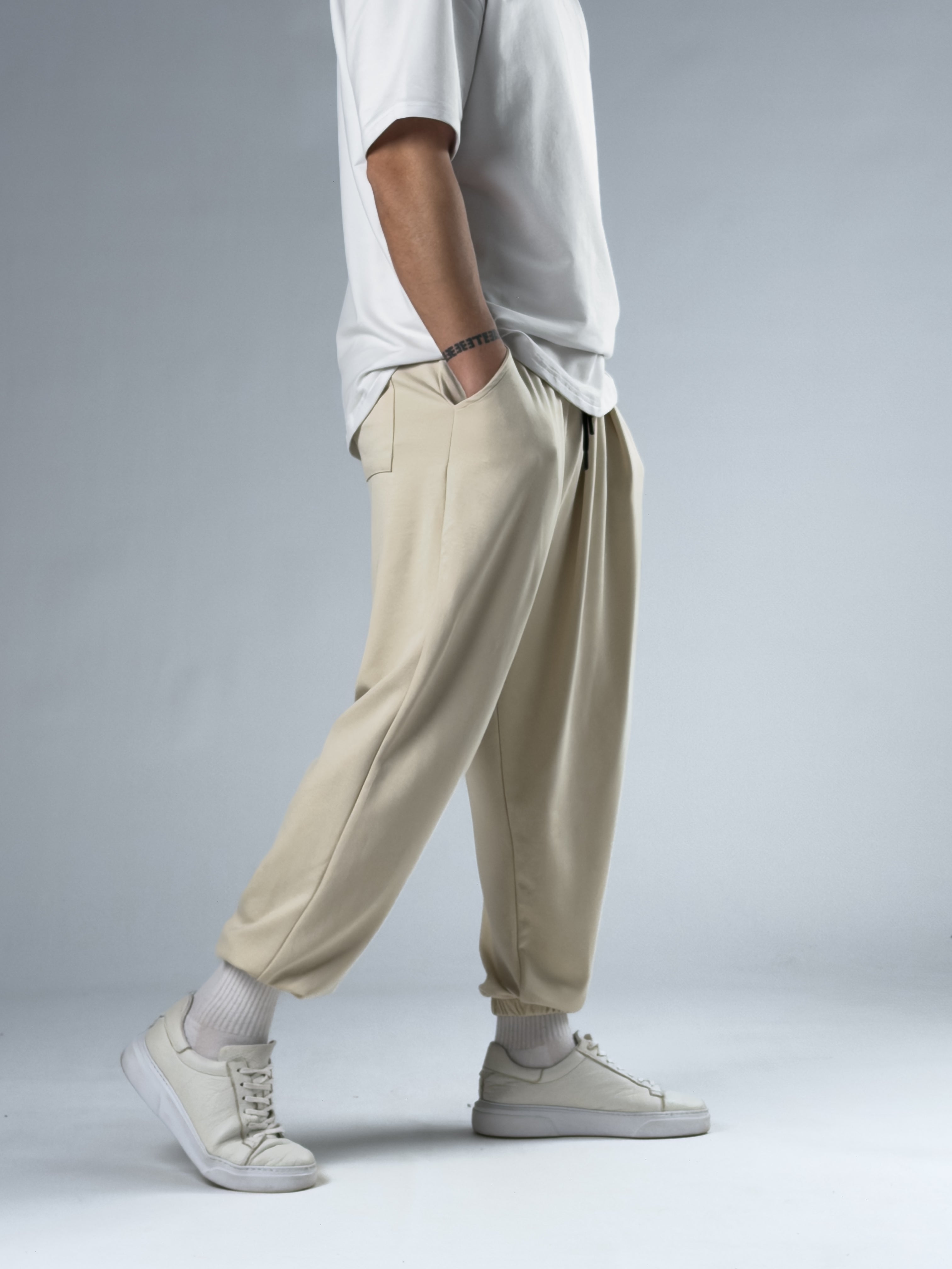 Pileli Bej Erkek Jogger Pantolon COC2854