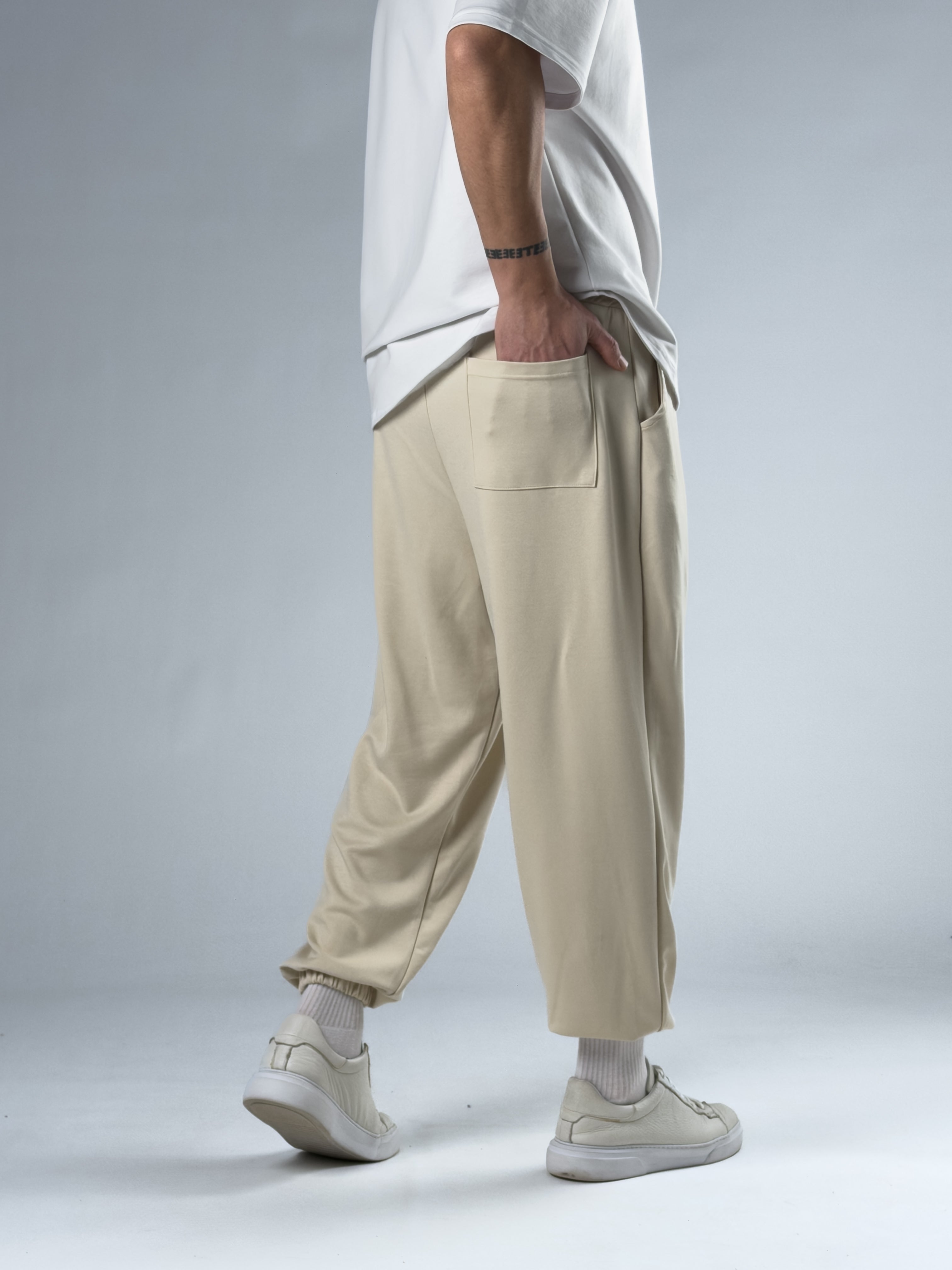 Pileli Bej Erkek Jogger Pantolon COC2854