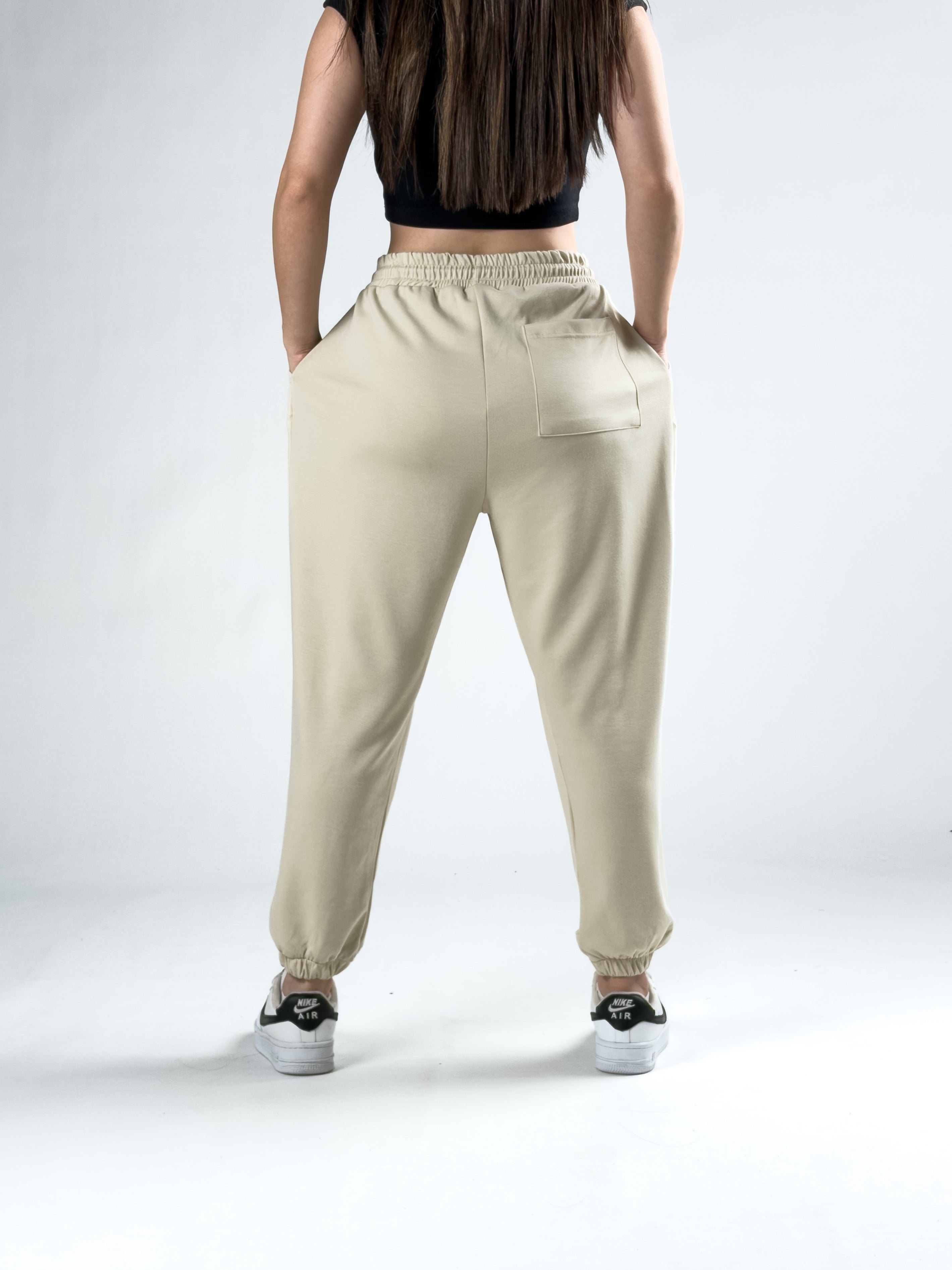 Pileli Bej Kadın Jogger Pantolon COC2843