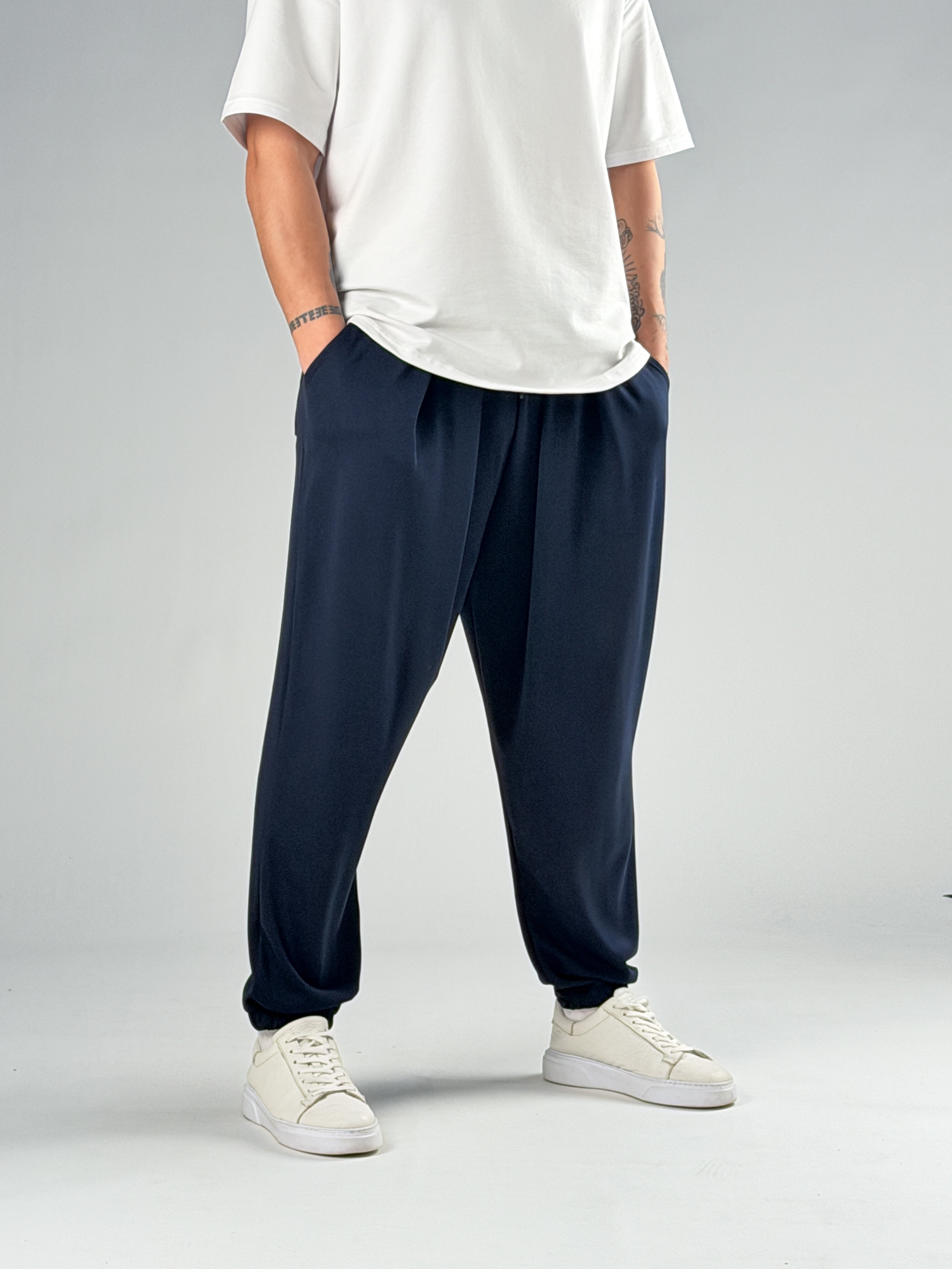 Pileli Lacivert Erkek Jogger Pantolon COC2857