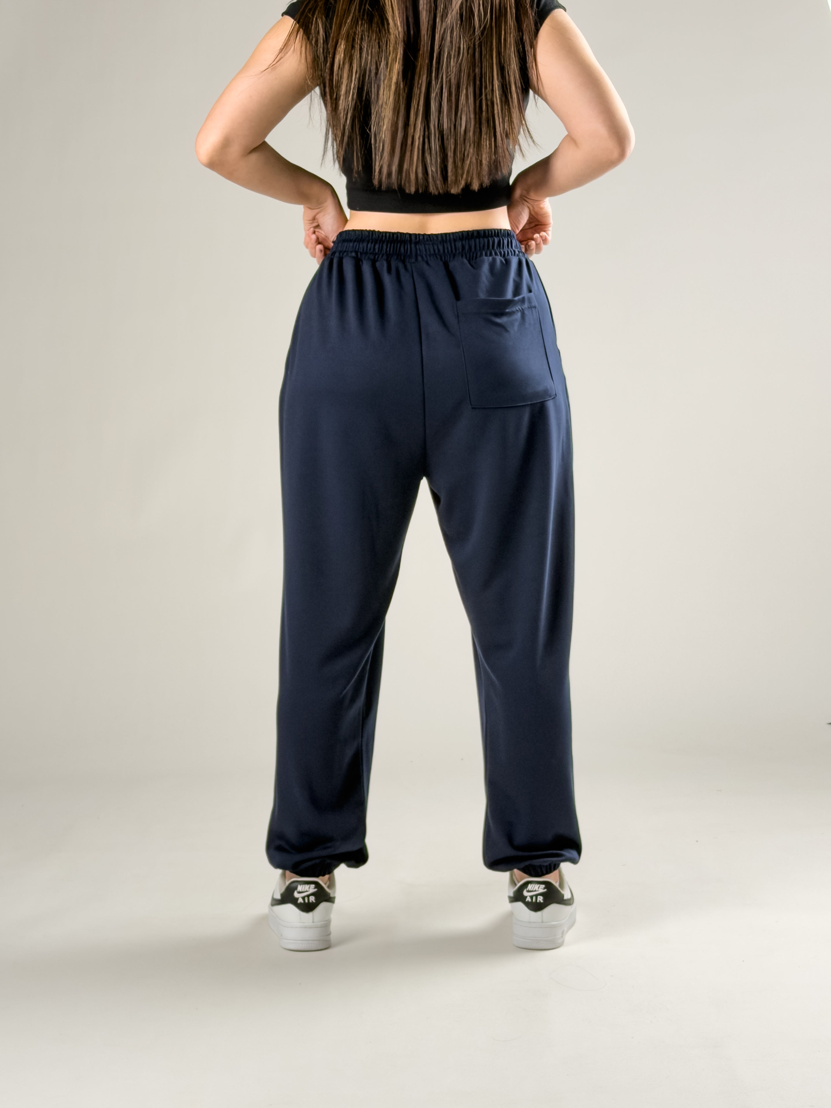 Pileli Lacivert Kadın Jogger Pantolon COC2850