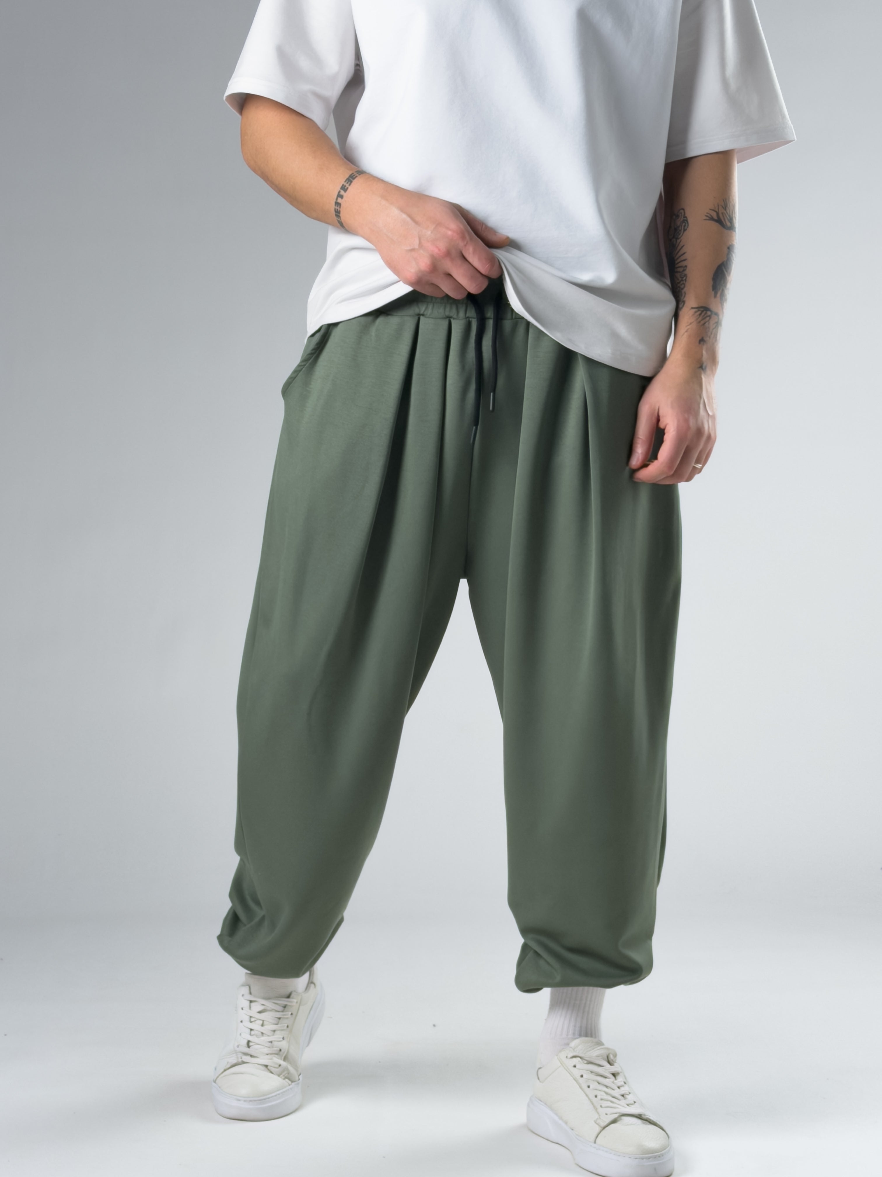 Pileli Yeşil Erkek Jogger Pantolon COC2860