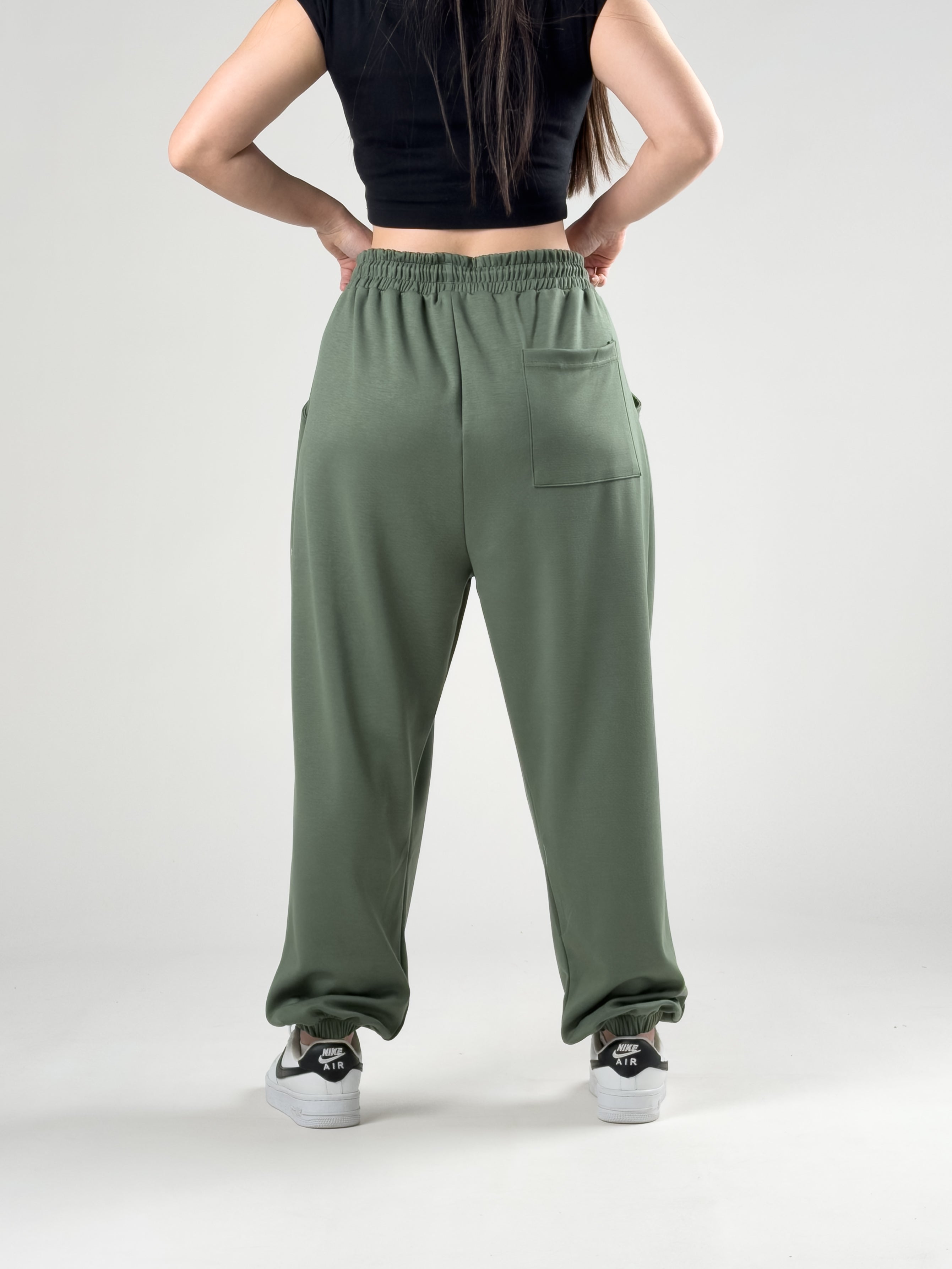 Pileli Yeşil Kadın Jogger Pantolon COC2845