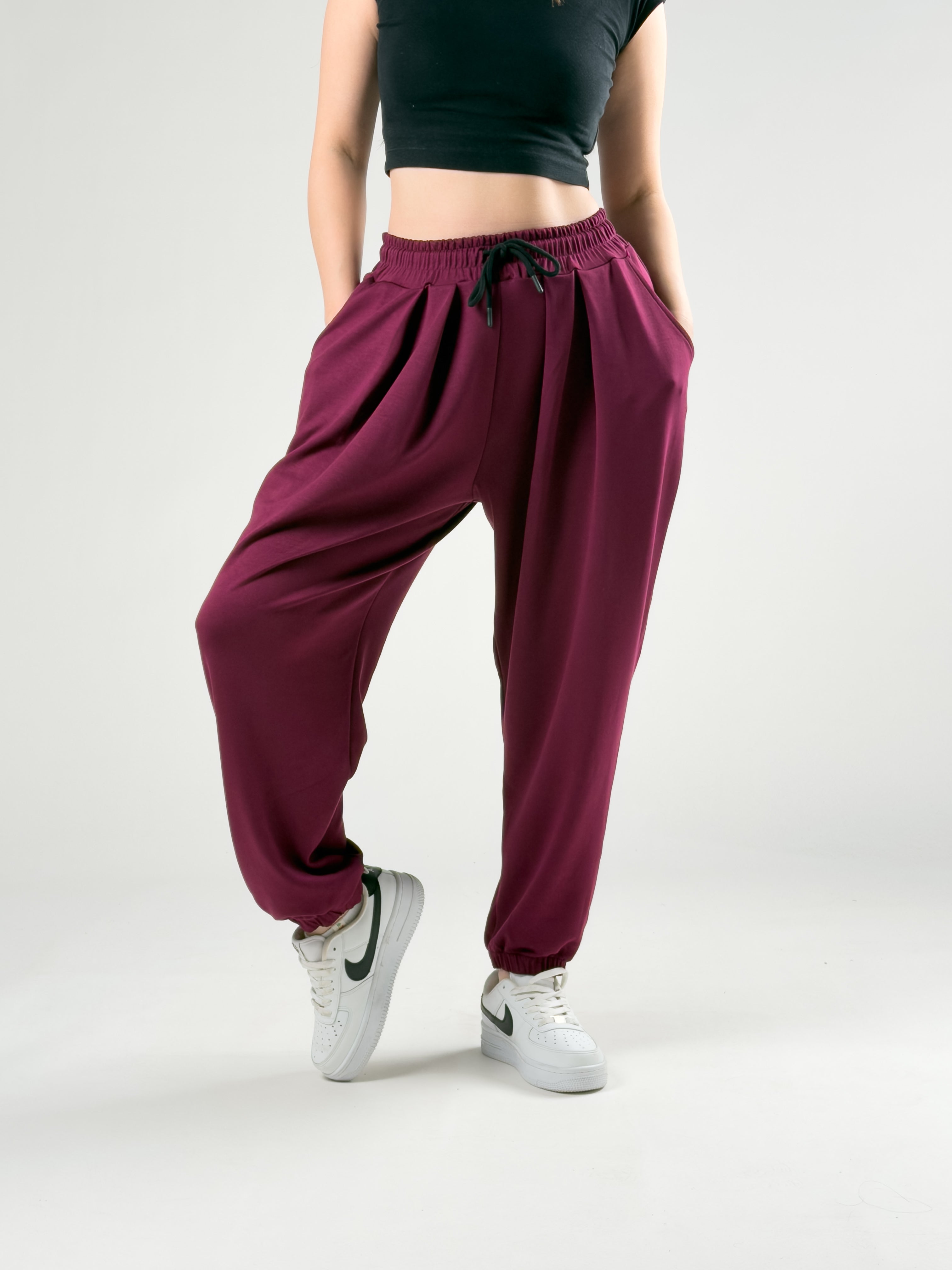 Pileli Vişne Kadın Jogger Pantolon COC2847