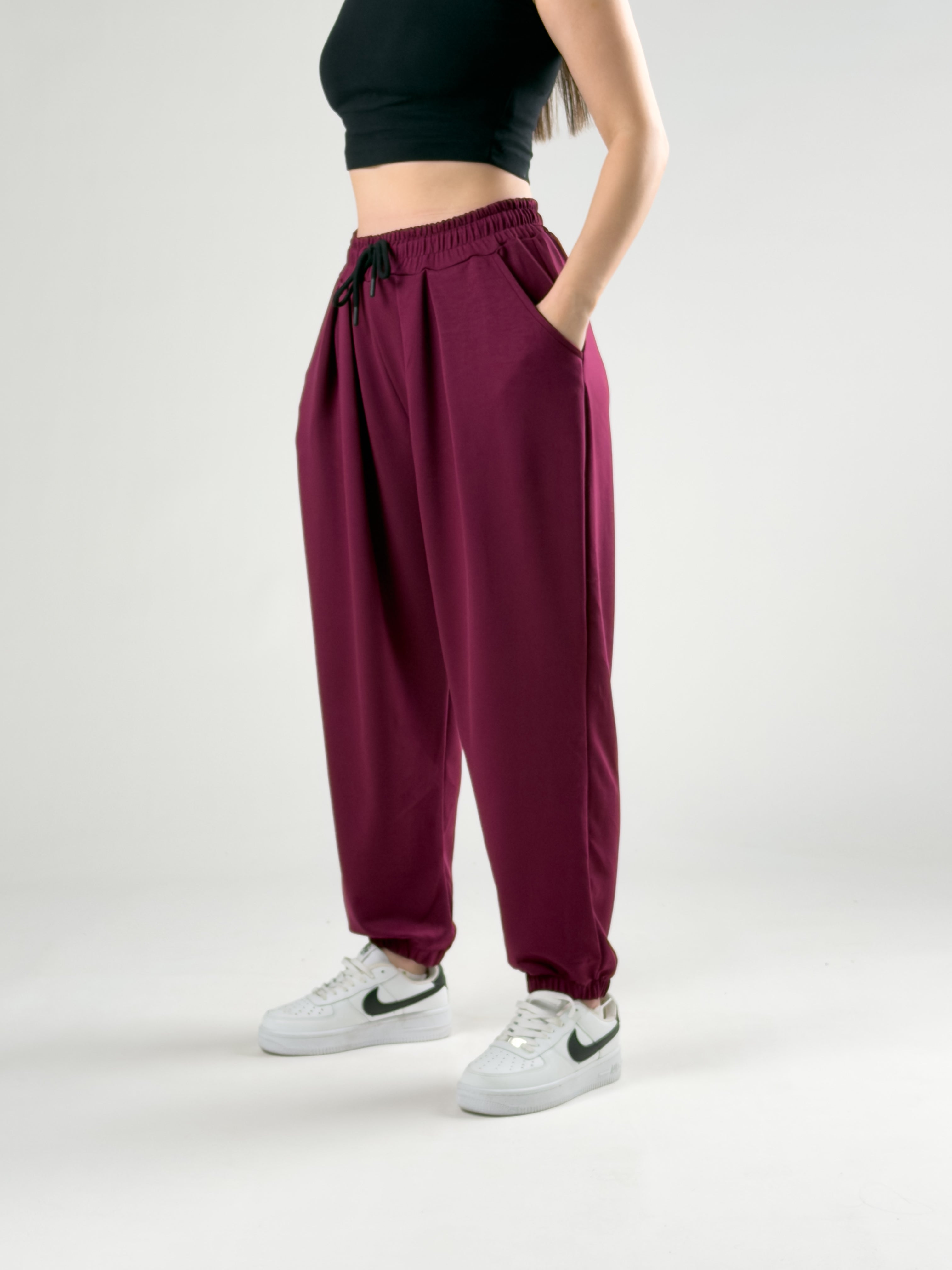 Pileli Vişne Kadın Jogger Pantolon COC2847