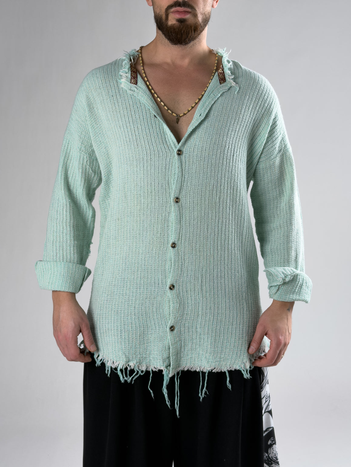 Pis Yaka Erkek Turkuaz Buldan Gömlek COC2863