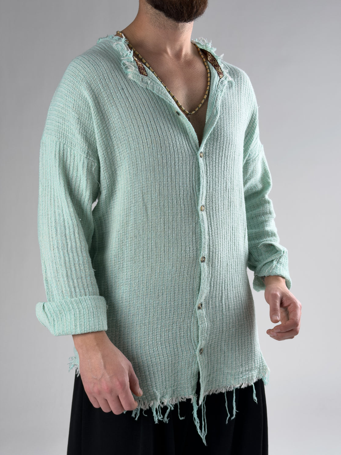 Pis Yaka Erkek Turkuaz Buldan Gömlek COC2863