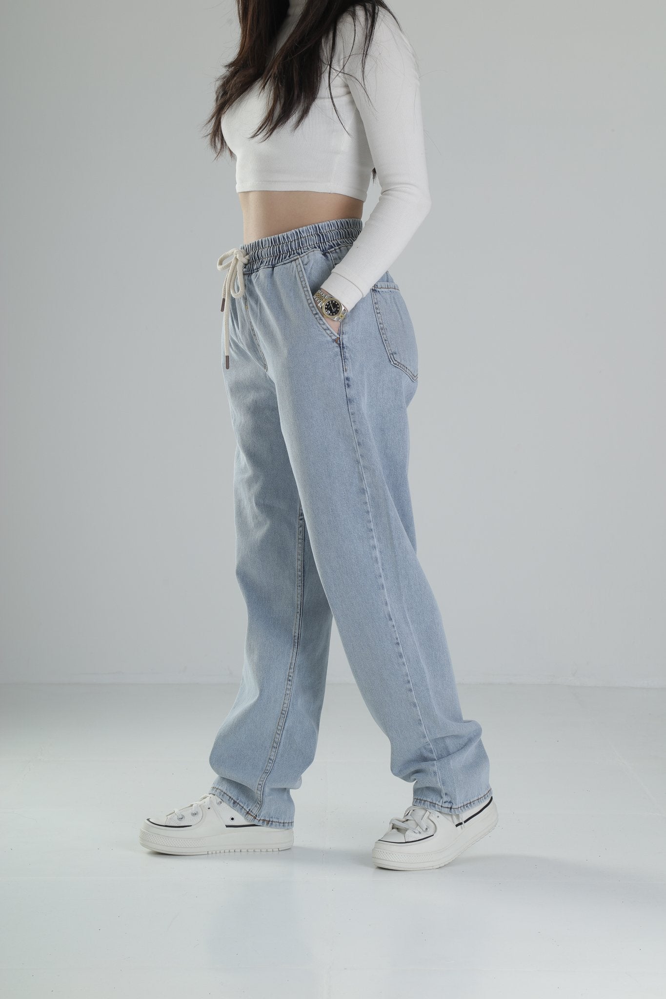 Kadın Buz Mavisi Baggy Pantolon COC1908