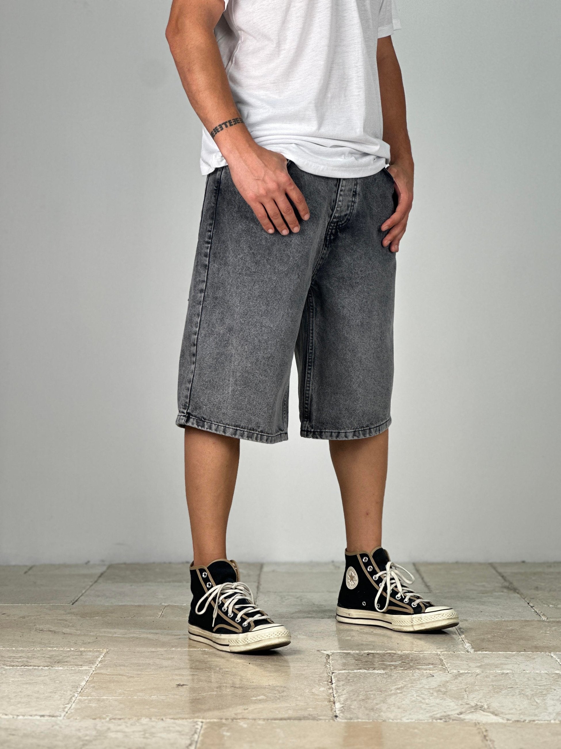 Premium Kalite Gri Bermuda Kot Şort COC1915