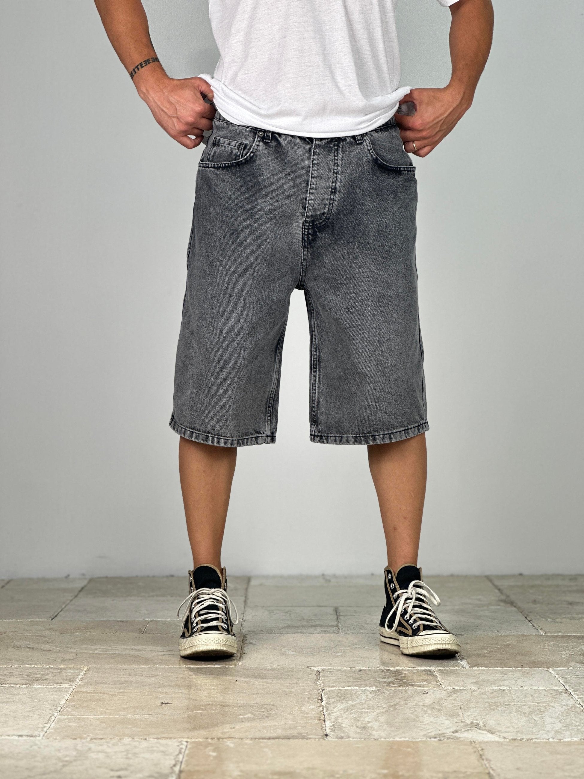 Premium Kalite Gri Bermuda Kot Şort COC1915