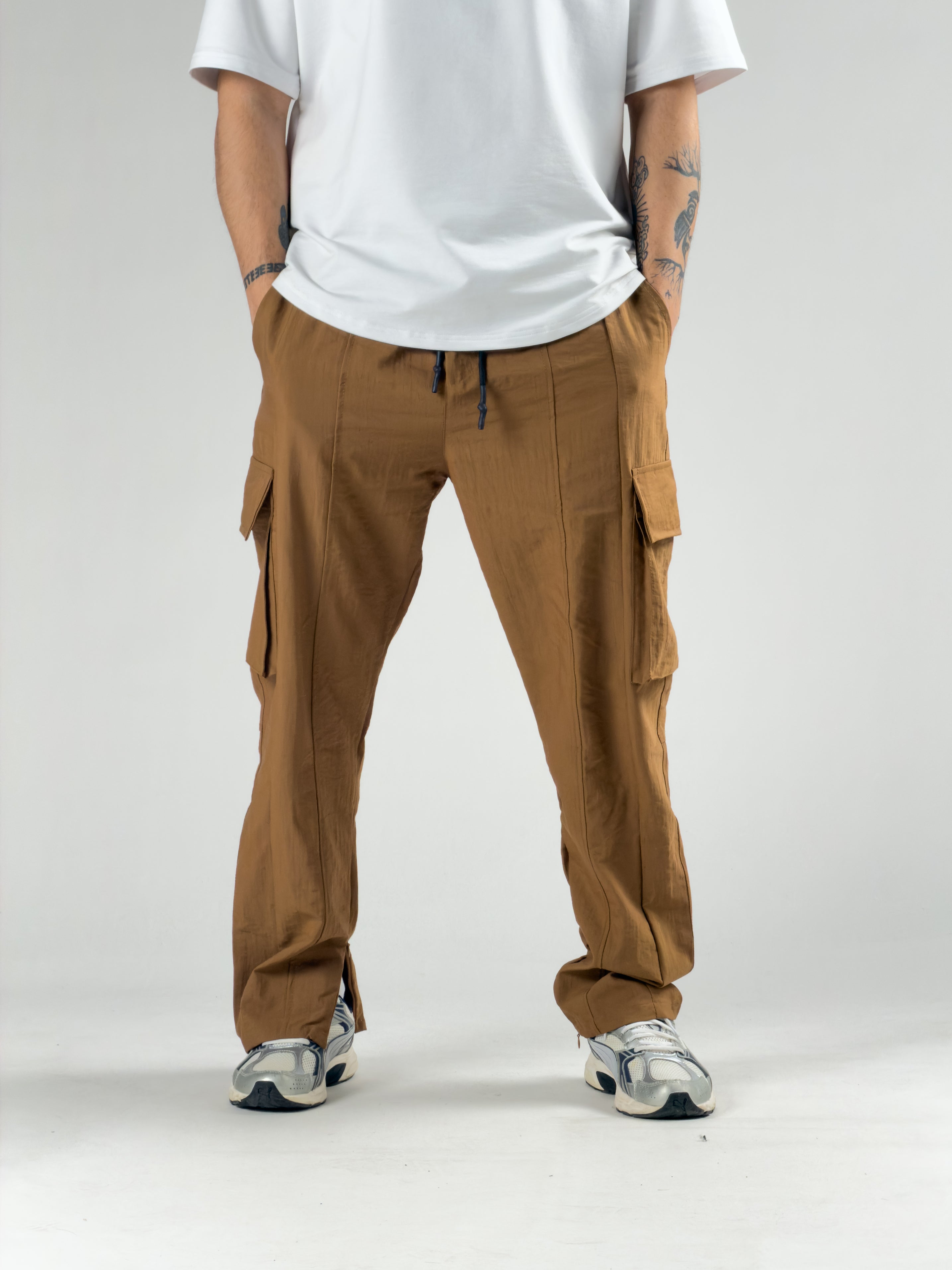 Premium Kalite Kahverengi Paraşüt Kumaş Erkek Pantolon COC2949