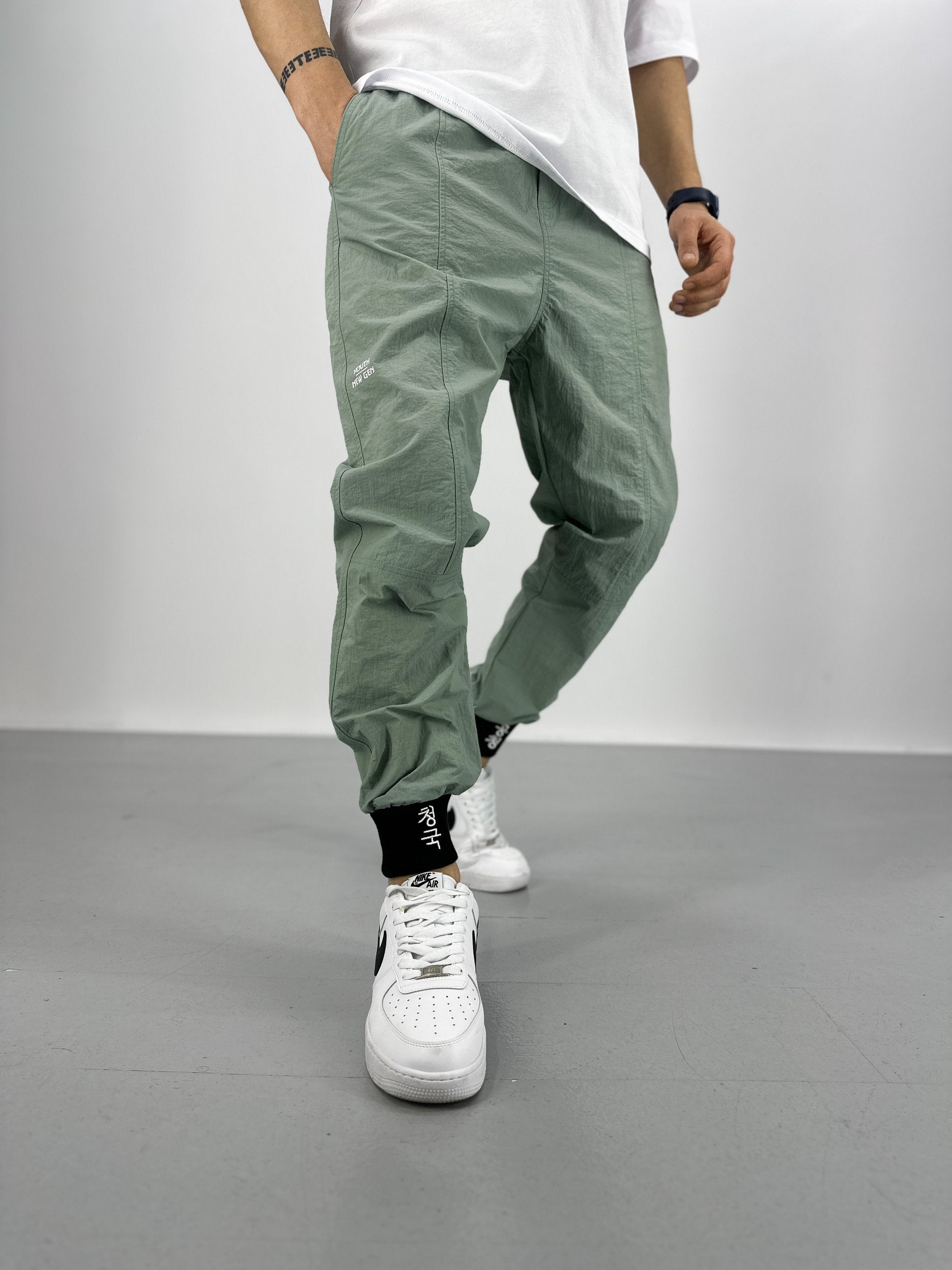 Premium Kalite Su Yeşili Paraşüt Kumaş Jogger COC1575