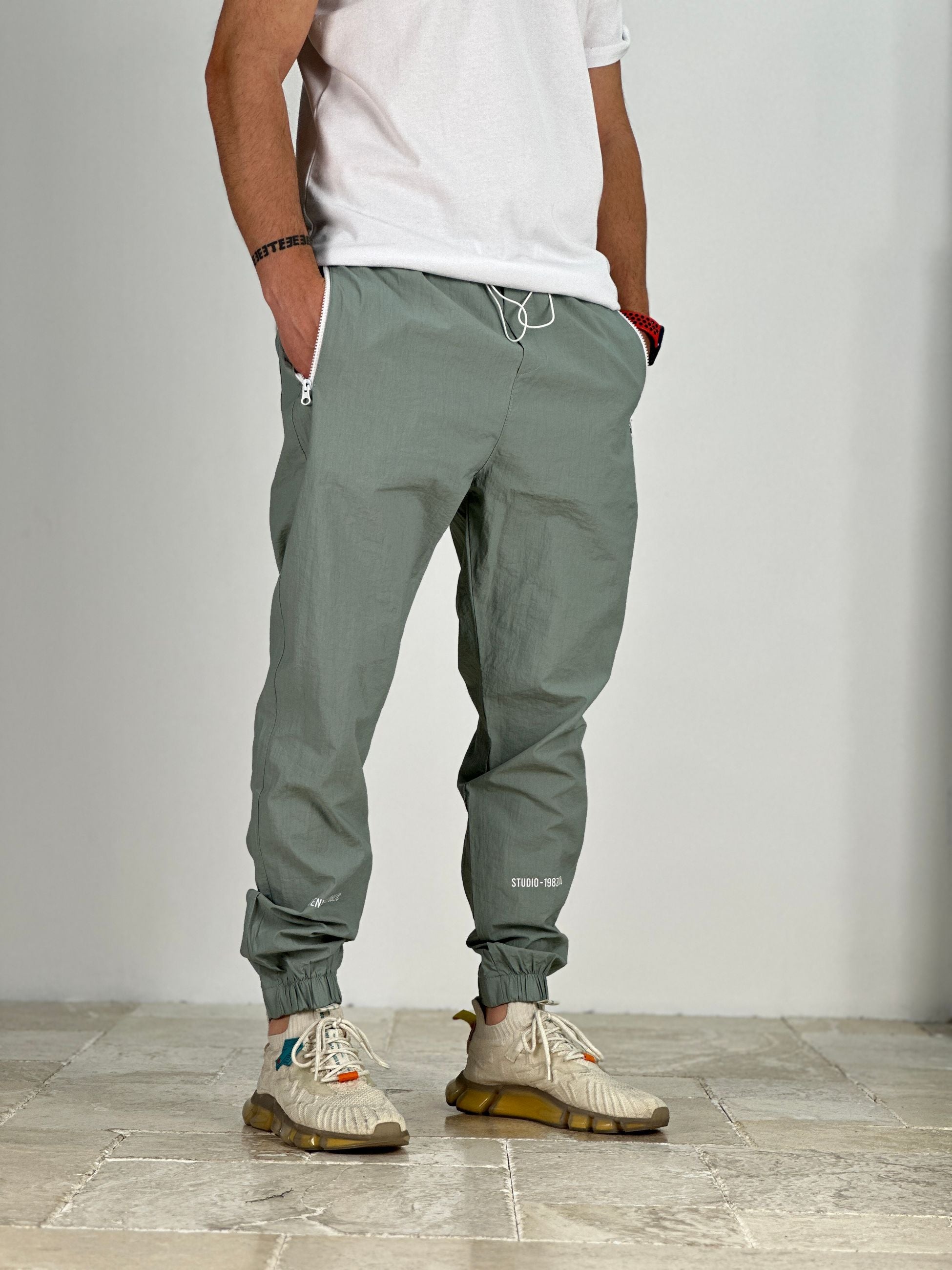 Premium Kalite Yazlık Su Yeşili Paraşüt Kumaş Jogger COC1945