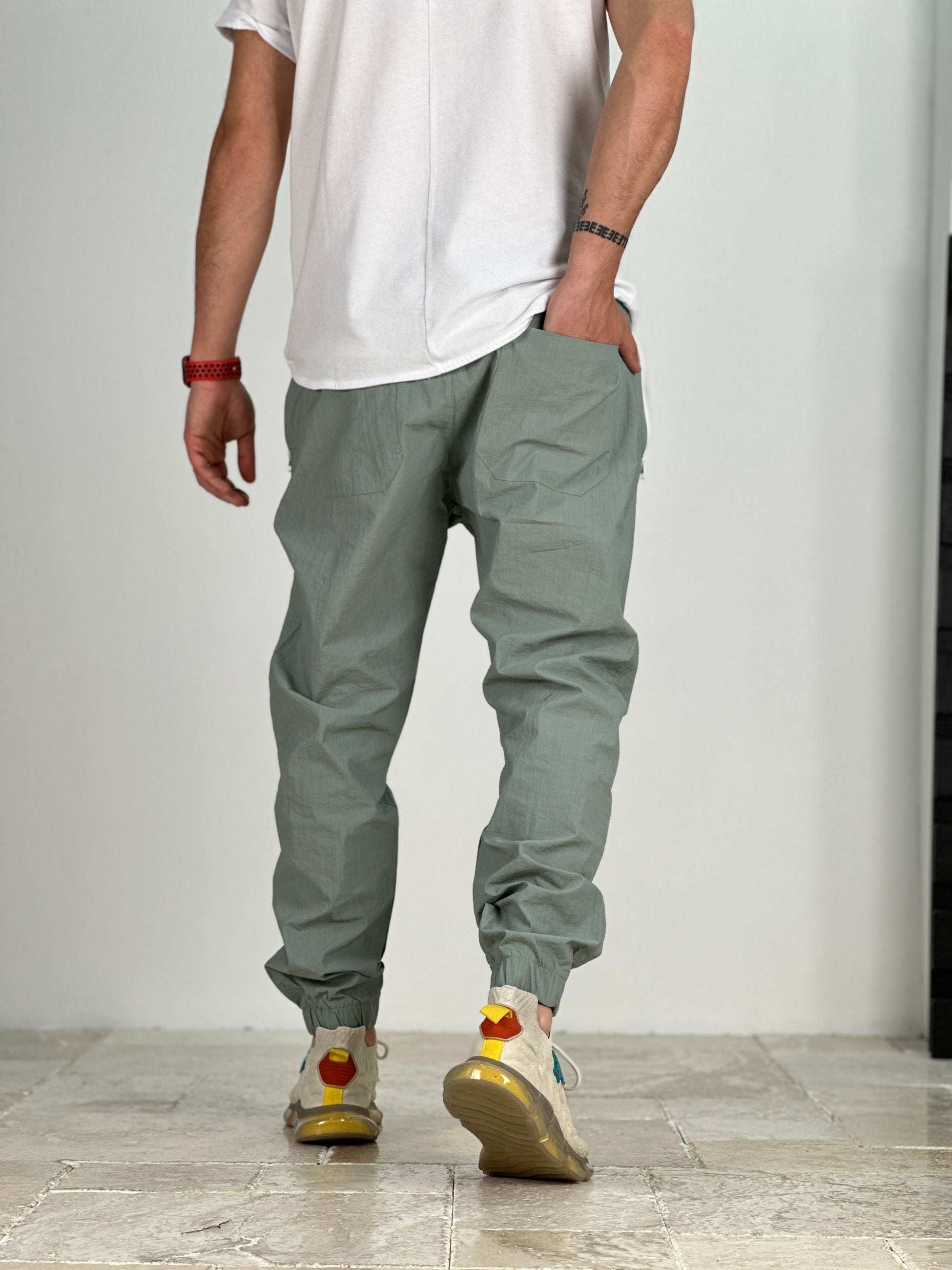 Premium Kalite Yazlık Su Yeşili Paraşüt Kumaş Jogger COC1945