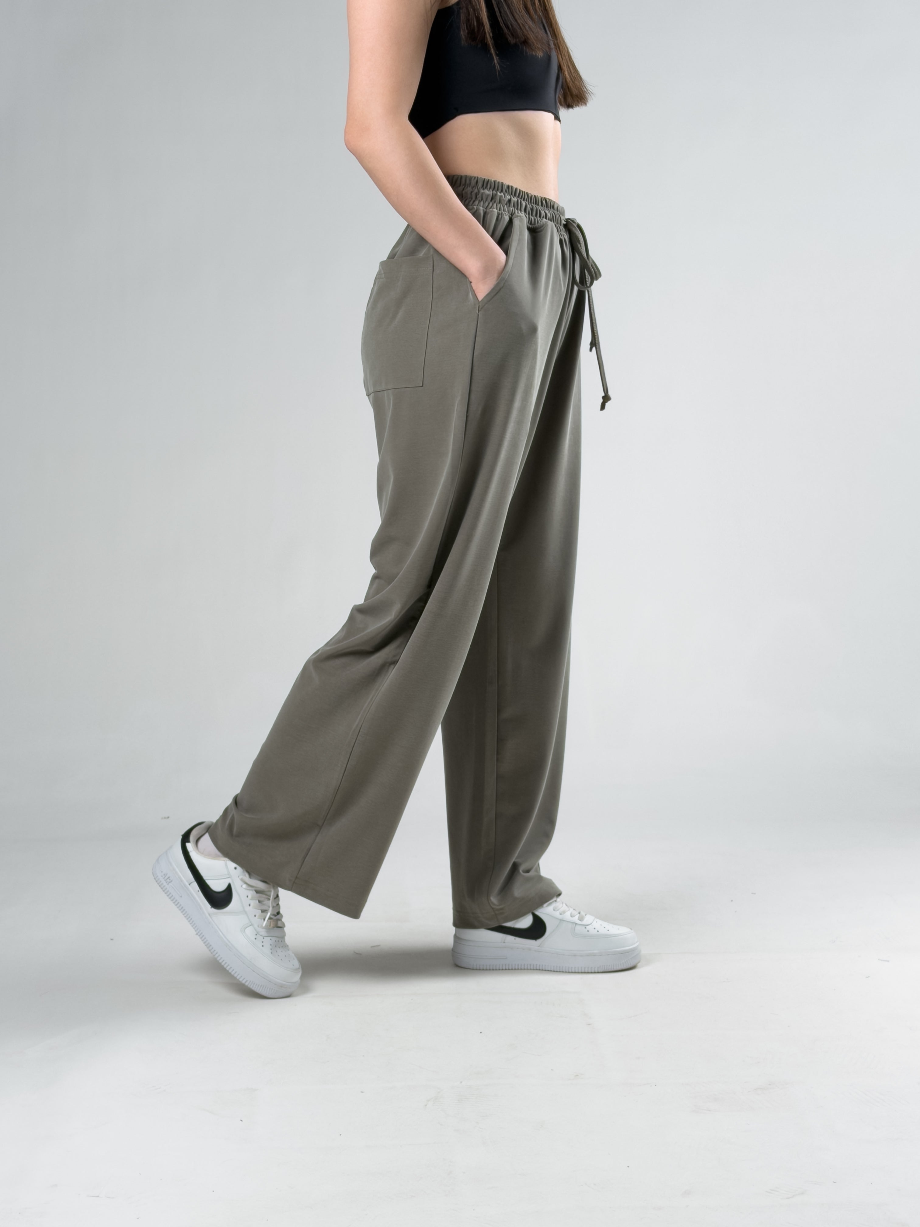 Rahat Kesim Haki Kadın Baggy Pantolon COC3099