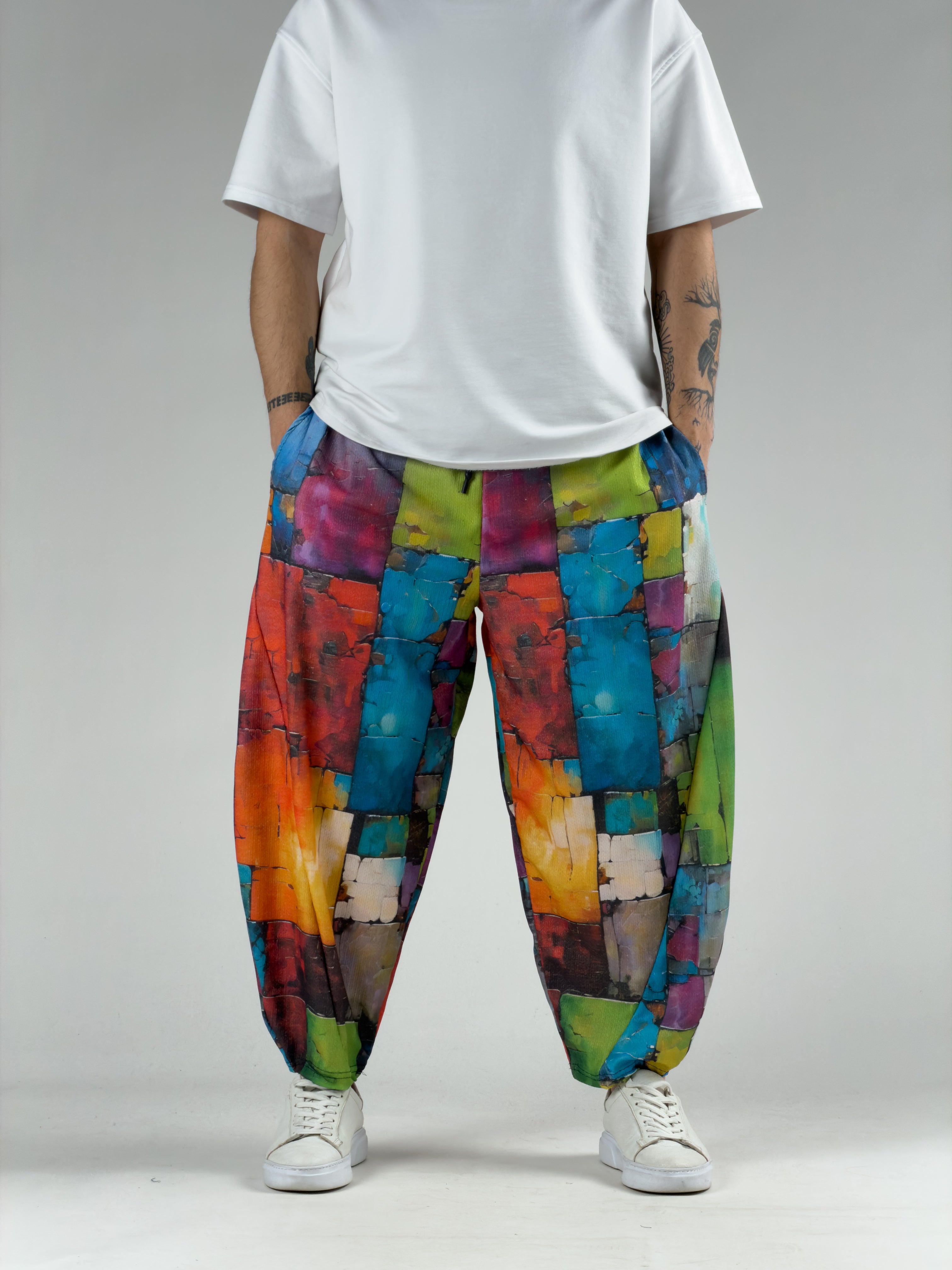 Renkli Patchwork Erkek Pantolon COC3046