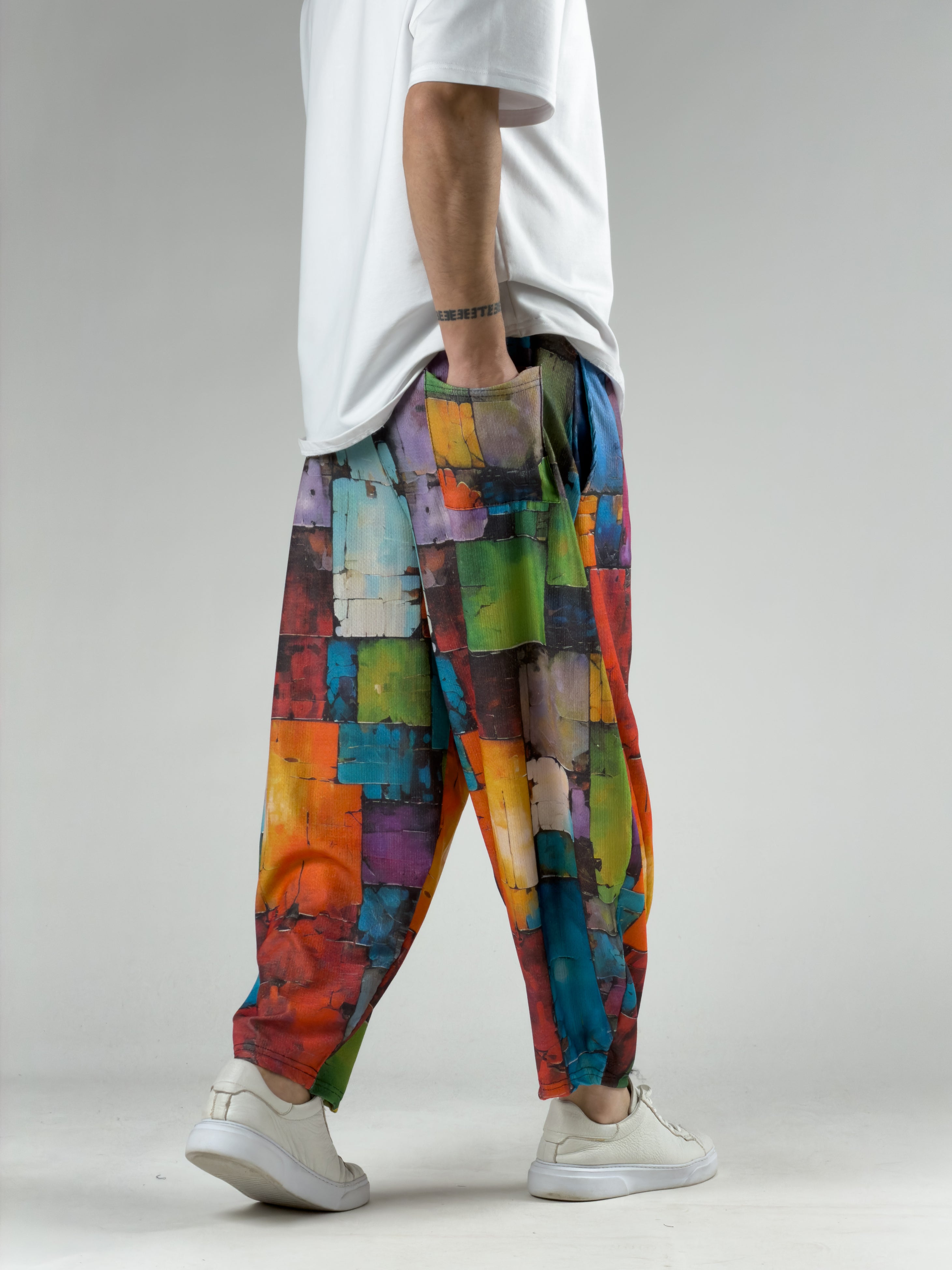 Renkli Patchwork Erkek Pantolon COC3046