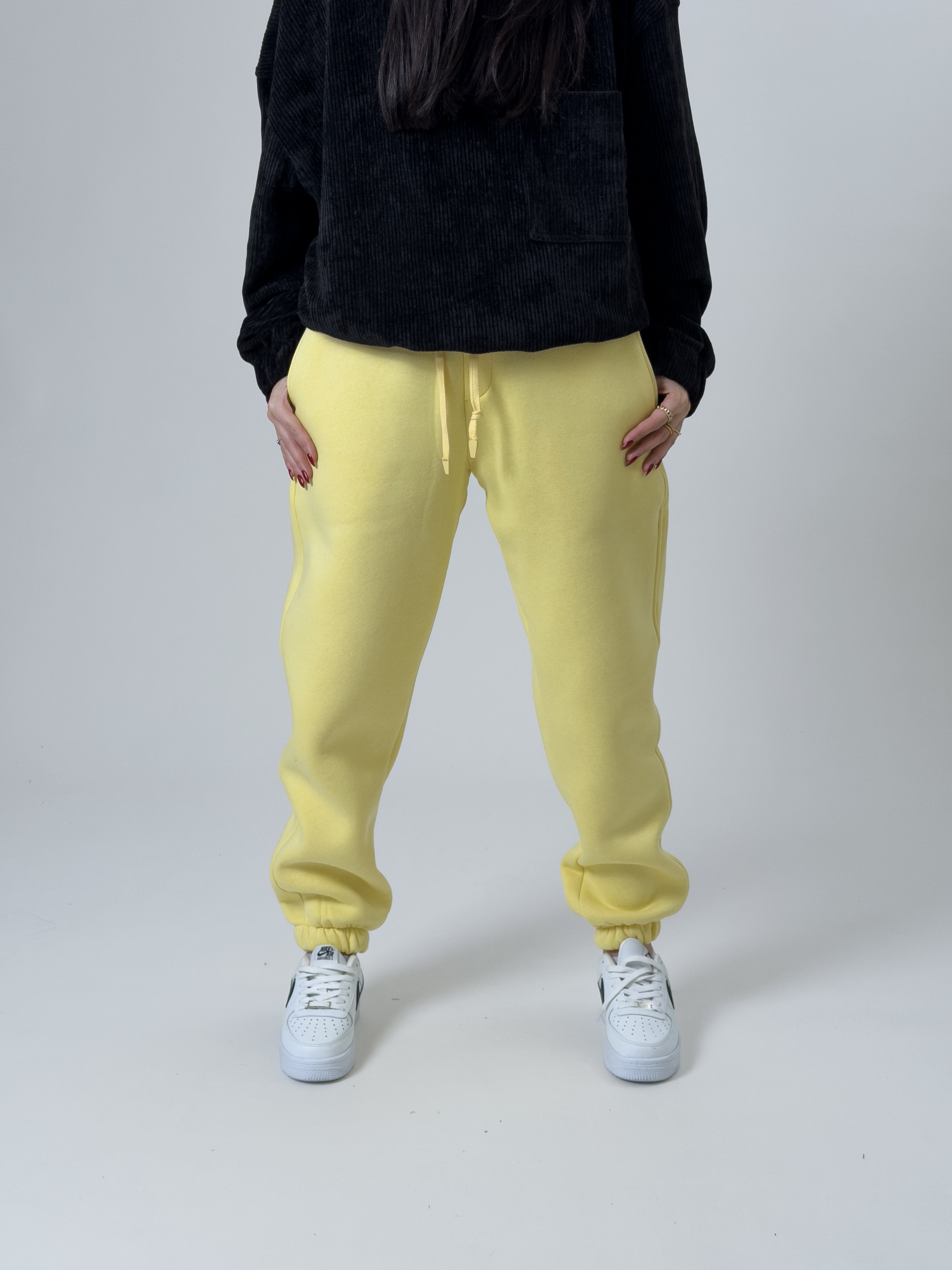 Şardonlu Sarı Kadın Jogger Eşofman COC2542