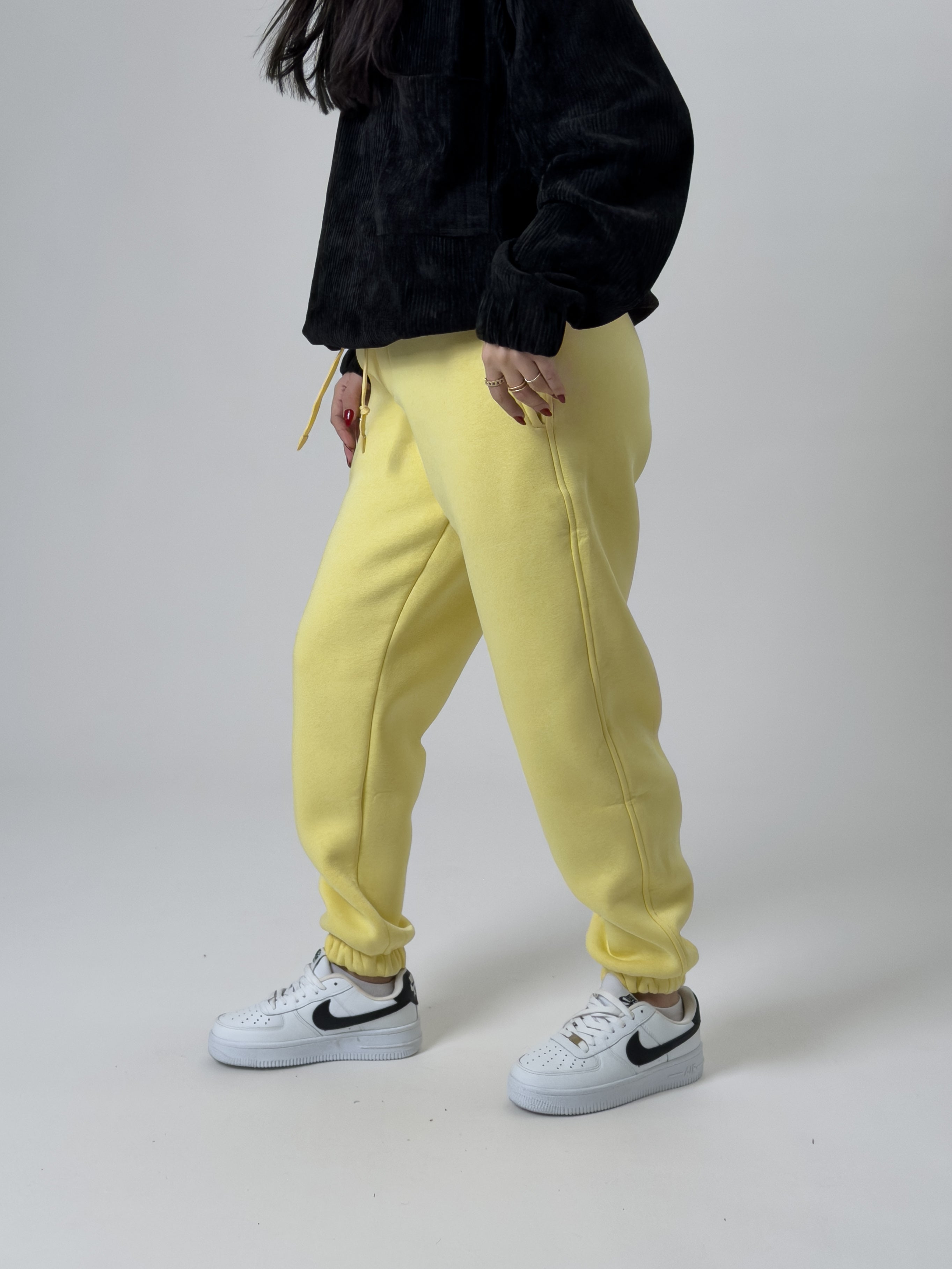 Şardonlu Sarı Kadın Jogger Eşofman COC2542