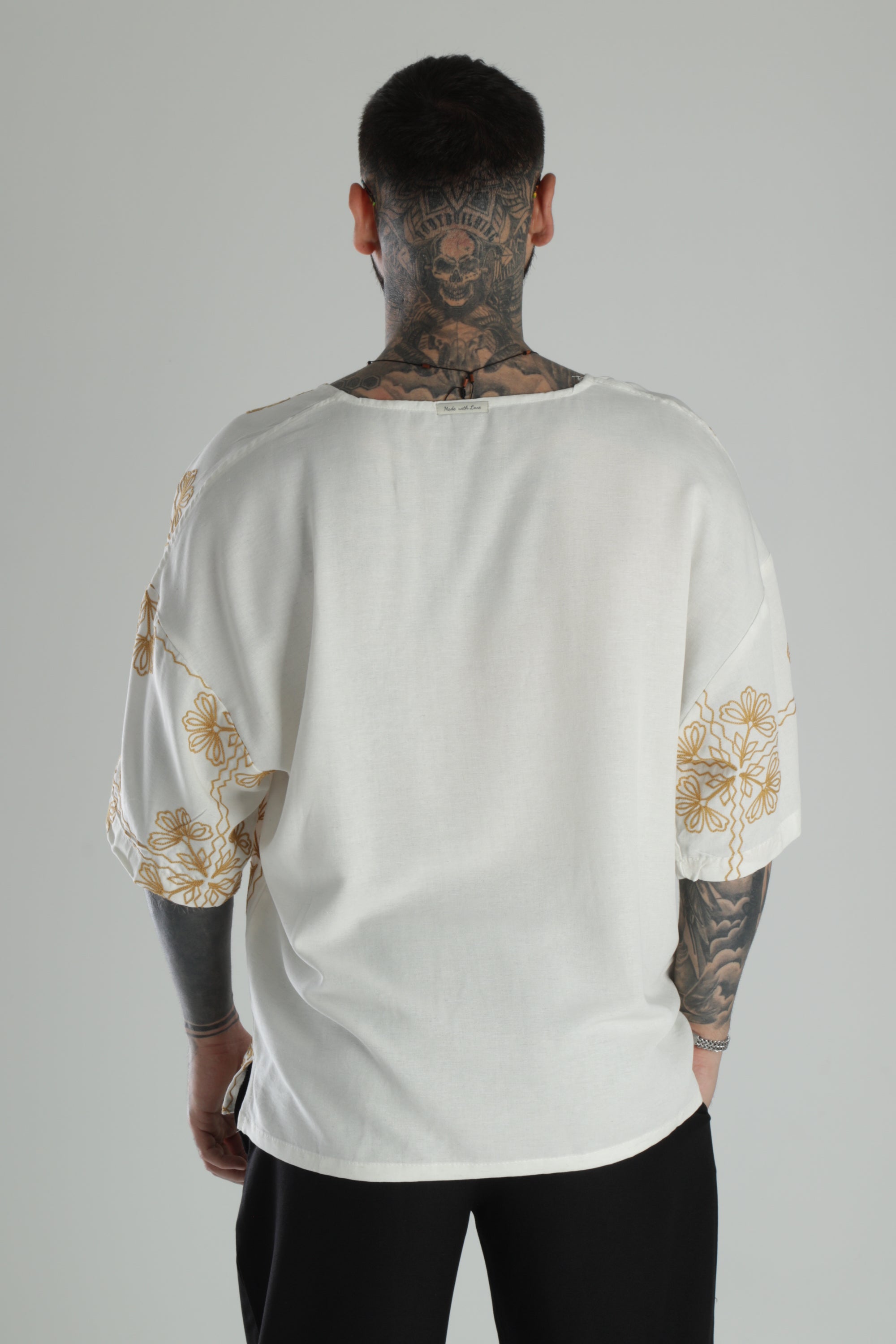 Sarı Nakış İşlemeli Oversize T-Shirt COC1474
