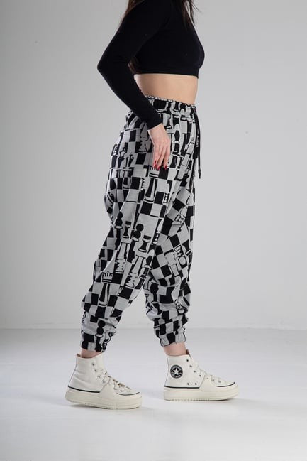 Satranç Desenli Spor Şalvar COC1966