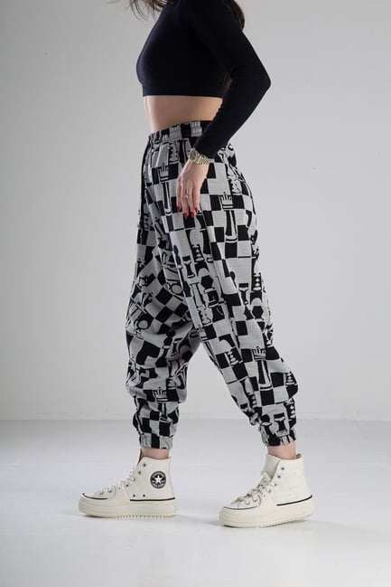 Satranç Desenli Spor Şalvar COC1966