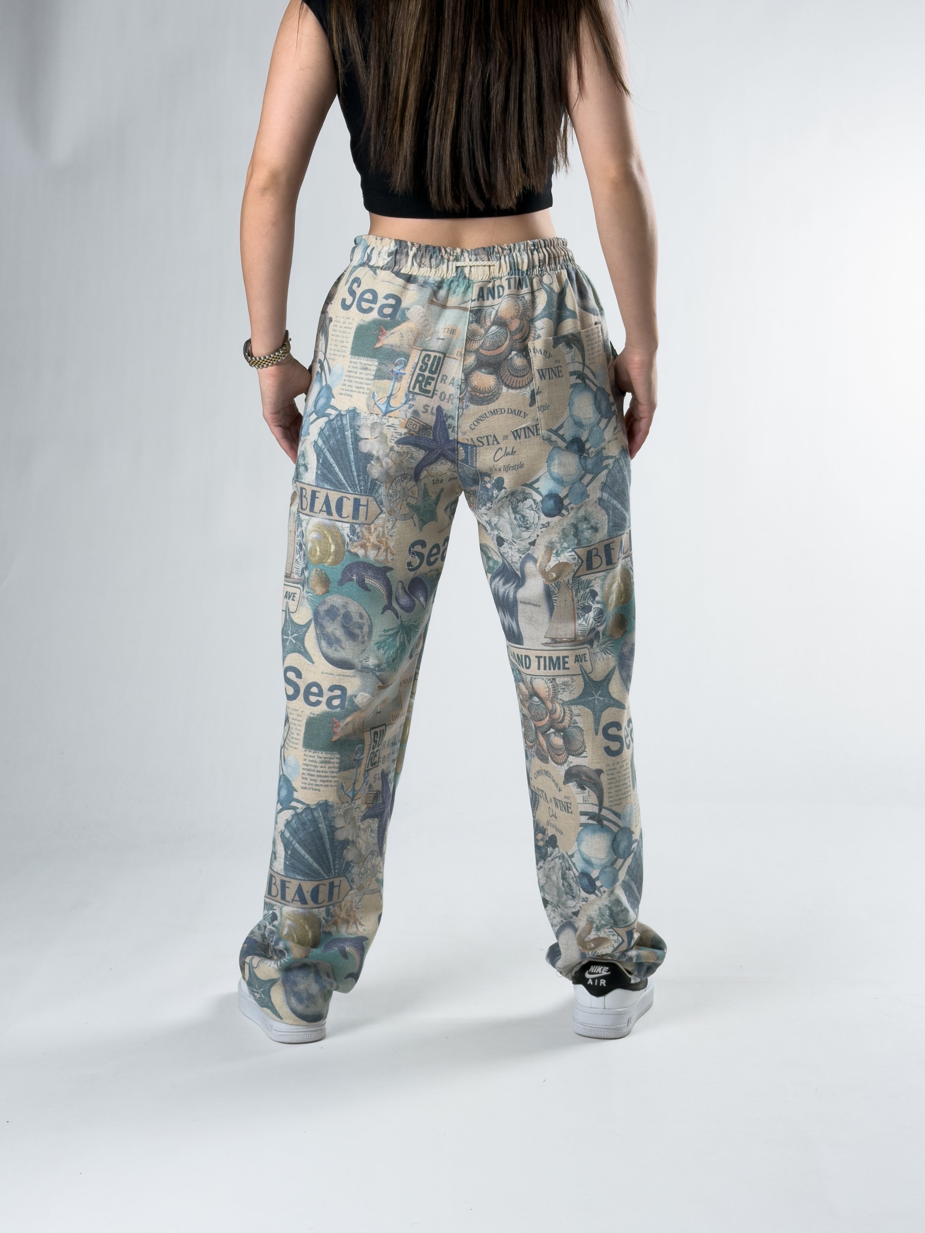 Sea Desenli Kadın Baggy Pantolon COC2829