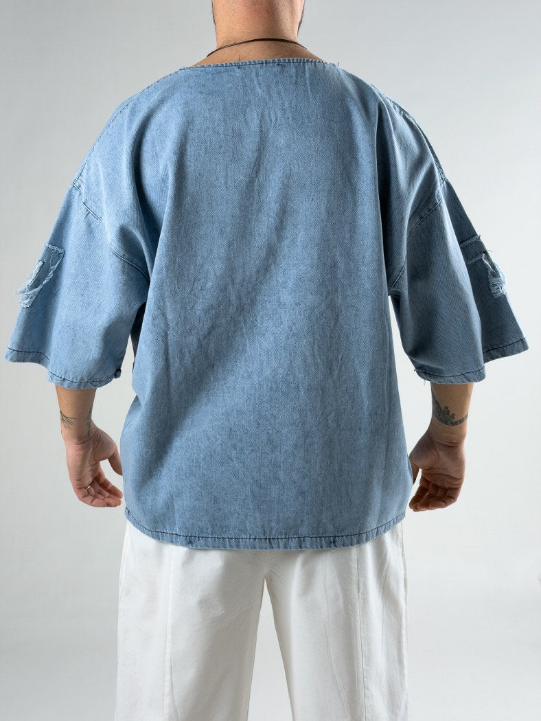 Seven Oversize Erkek Fakir Kol Denim T-shirt COC3123
